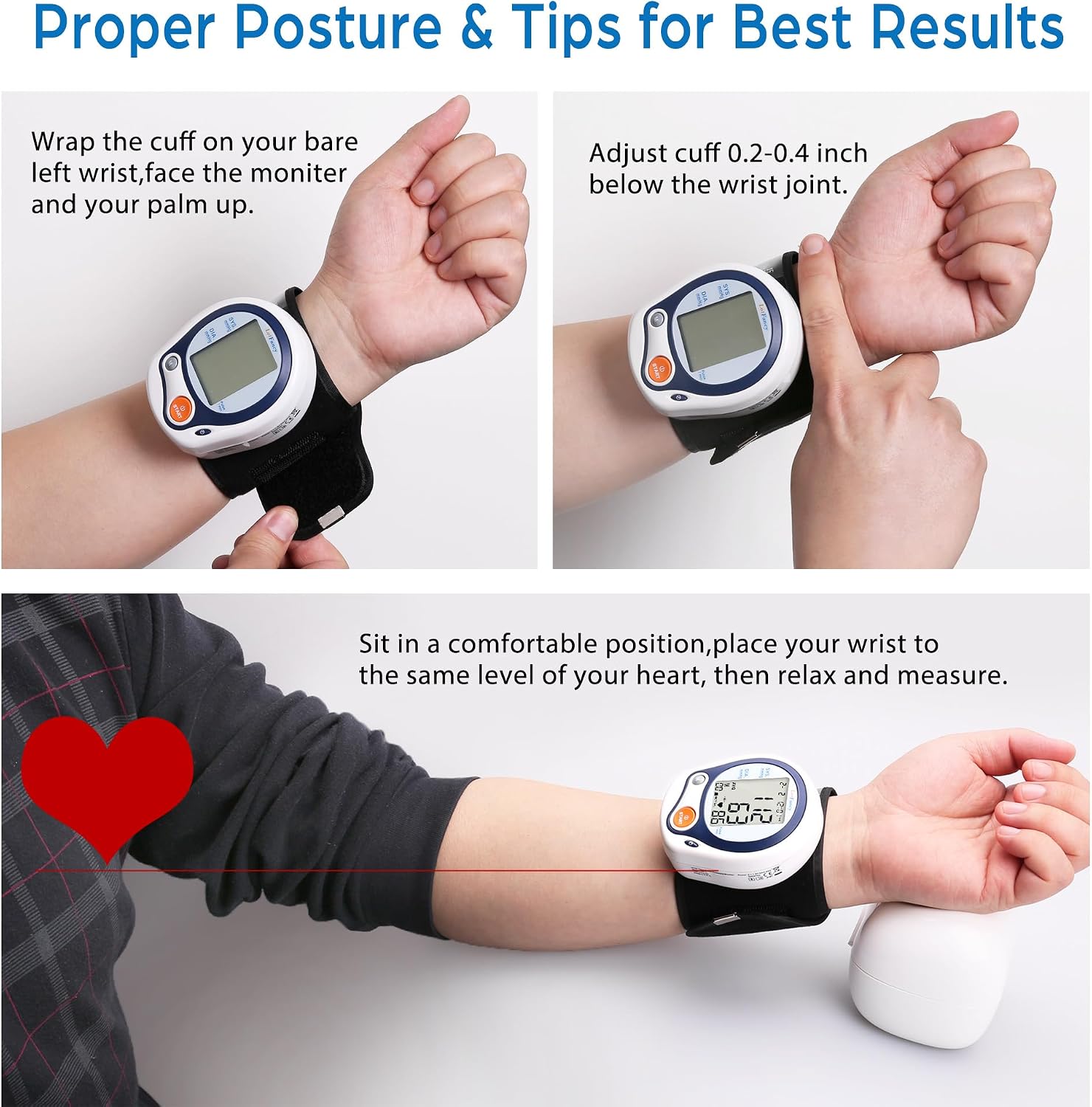 LotFancy Kids Wrist Blood Pressure Monitor for Home Use, BP Cuff 5”-8” for Small Adult, Digital Automatic Blood Pressure Cuff 60 Readings, 1 User