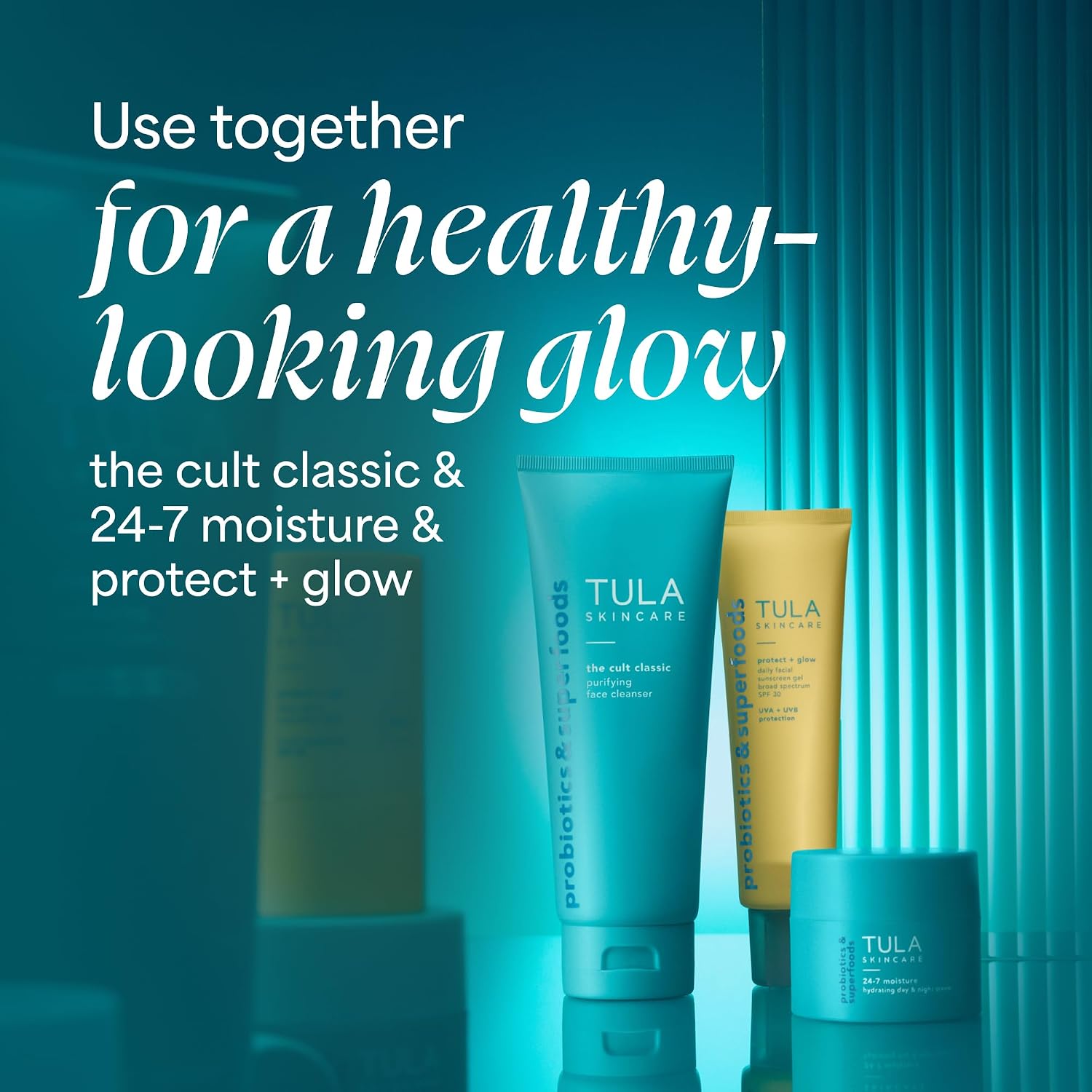 TULA Skin Care Protect + Glow Daily Sunscreen - Gel, Broad Spectrum SPF 30, Skincare-First, Non-Greasy
