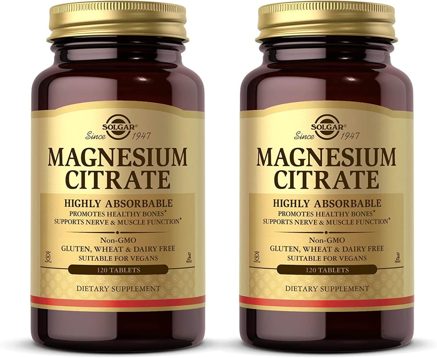 Solgar Magnesium Citrate, 120 Tablets - Promotes Calm, Non-GMO, Gluten Free | Supports Muscle Function and Relaxation, Gluten Free - 120 Tablet Serving