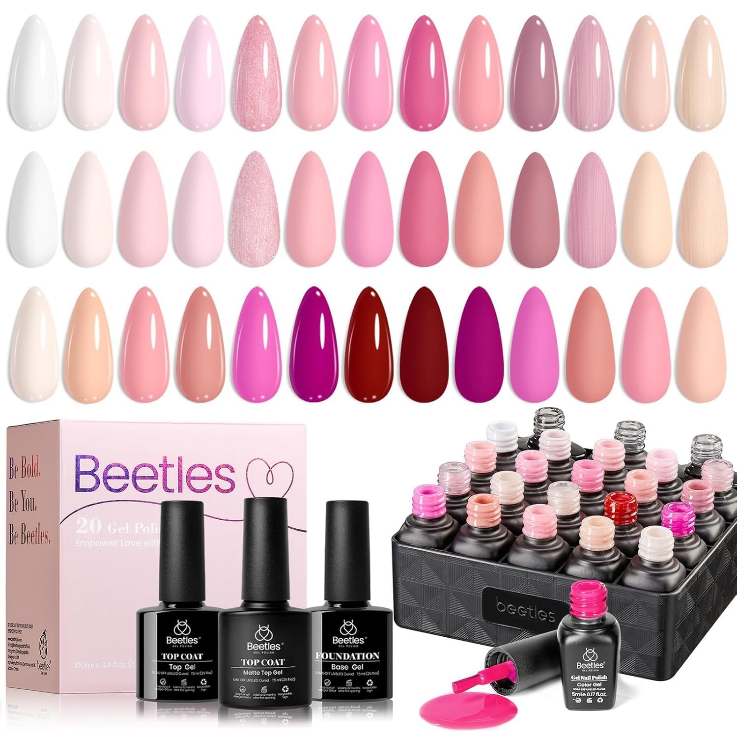 Beetles Gel Nail Polish Set with Base Glossy Matte Top Coat Macaron Gel