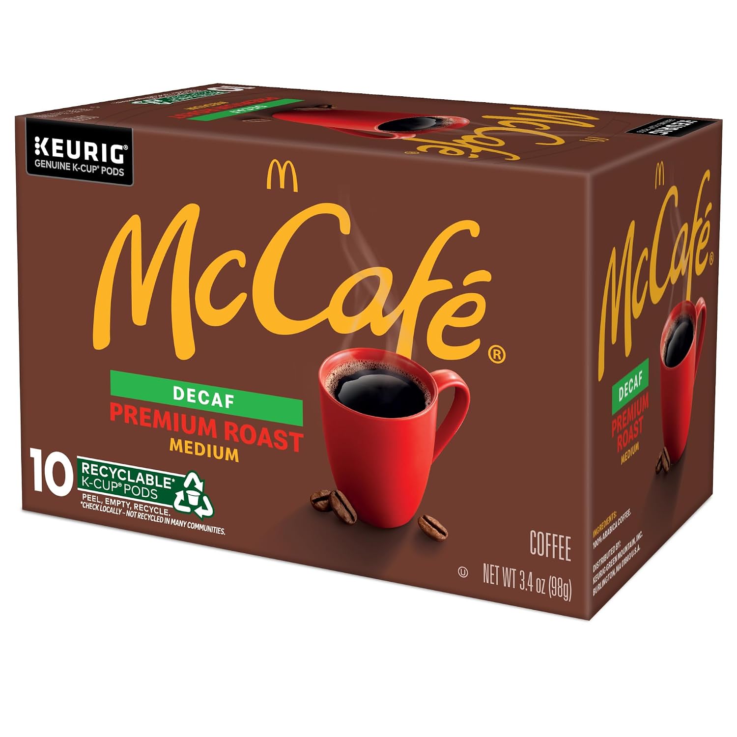 McCafe Premium Roast Decaf Coffee, Single Serve Keurig K-Cup Pods, Decaffeinated, 96 Count (4 Packs of 24)