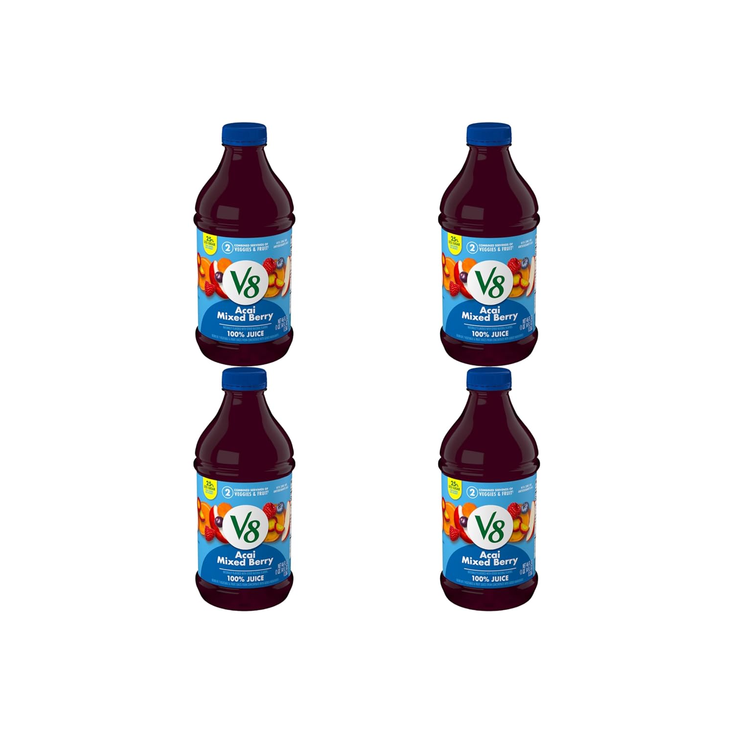 V8 Blends 100% Juice Pomegranate Blueberry Juice, Fruit and Vegetable Juice Blend, 46 Fl Oz Bottle