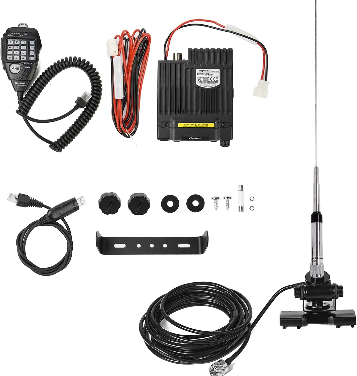 AnyTone AT-778UVII Transceiver Mobile Radio Dual Band 25W VHF/UHF VOX Vehicle Car Radio w/Cable | Vehicle Car Radio 2m 70cm Mini Mobile Transceiver w/Cable for RV Camping