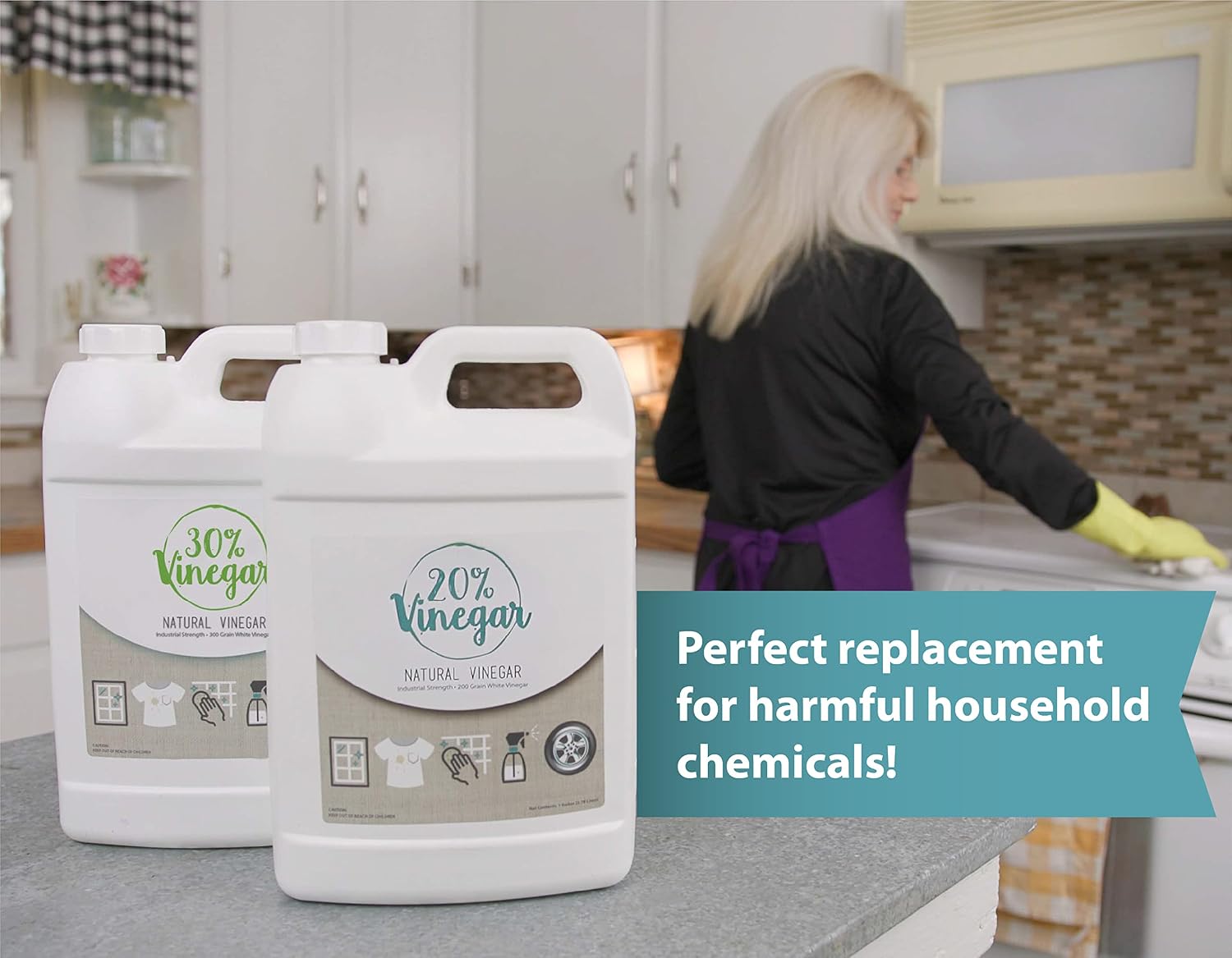 20% Professional Grade Concentrated Vinegar | Dilutes to 4 Gallons of Multipurpose Cleaning Vinegar | 4x Power Vinegar | Hundred's of Industrial &