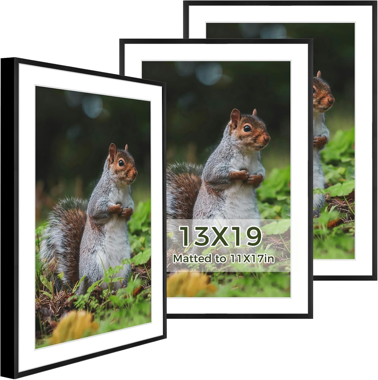 Golden State Art 3 Pack 12x12 Black Aluminum Frames, Real Glass Fronts