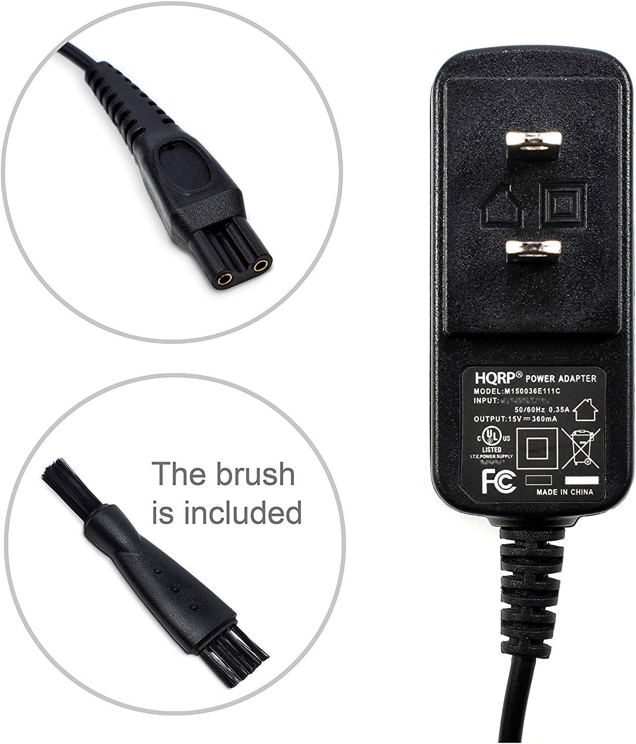 HQRP AC Adapter/Power Cord Compatible with Philips Norelco 5100 5200 Series S5210 S5290 7825XL 7845XL 7864XL 7865XL 7866XL 7867XL QP6510 QP6520