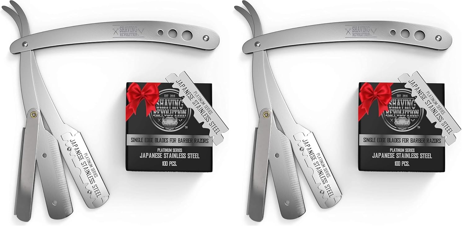 Shaving Revolution Straight Edge Barber Razor - Includes 100 Blades
