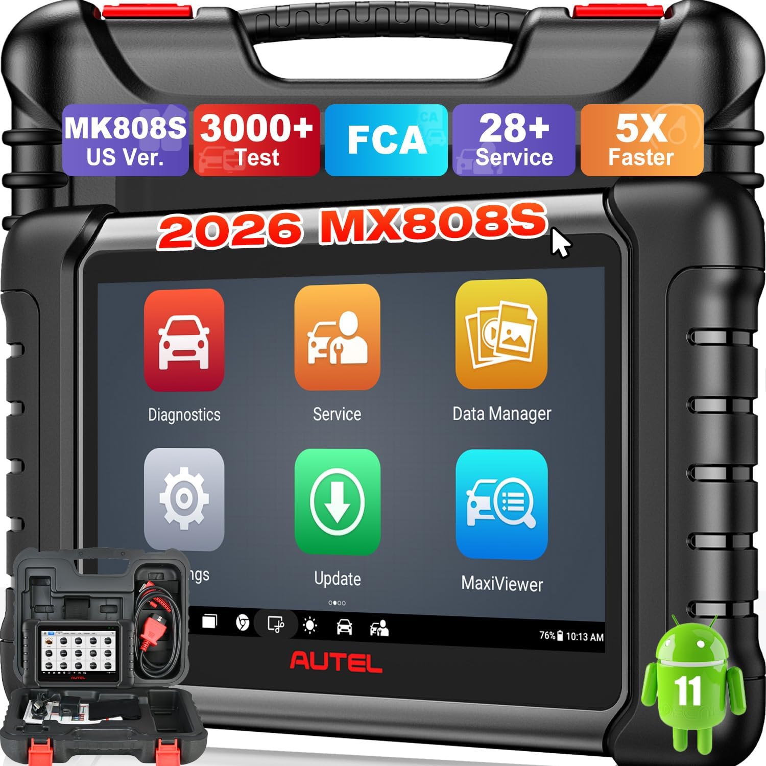 Autel Scanner MaxiCheck MX808S, Bidirectional OBD2 Scan Tool 28+ Service