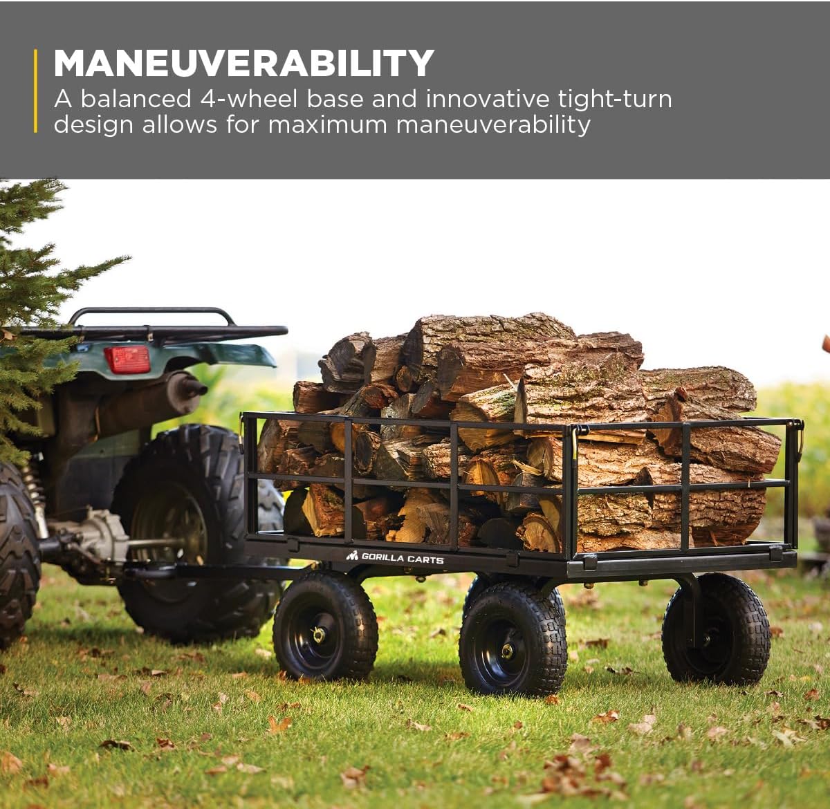 Gorilla Carts 800-Pound Capacity Heavy Duty Steel Mesh Versatile Utility Garden Wagon with Easy Grip Handle for Outdoor Hauling, Red, Model GOR800-COM | 800-lb Capacity Steel Utility Garden Cart for Homeowners and Contractors Hauling Firewood, Bricks and…