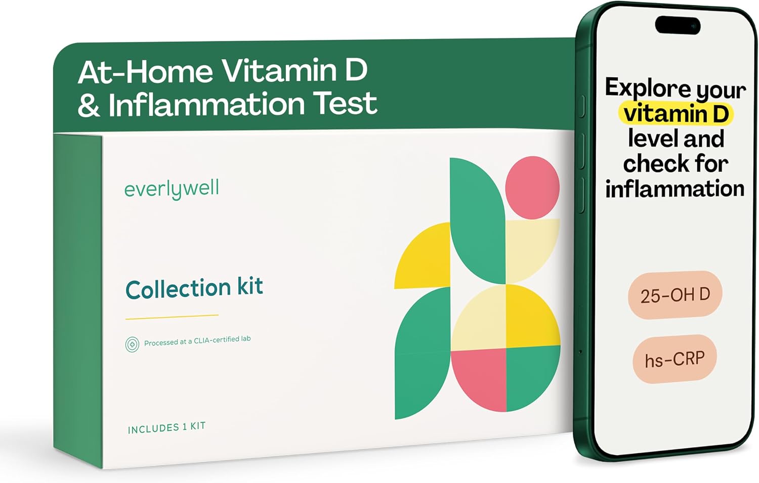 Everlywell At-Home Vitamin D and Inflammation Test Collection Kit for Women and Men, with Accurate Results from a CLIA-Certified Lab Within Days