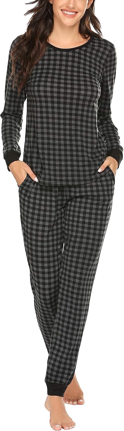 Ekouaer Womens Pajamas Sets Long Sleeve Tops with Jogger Pants