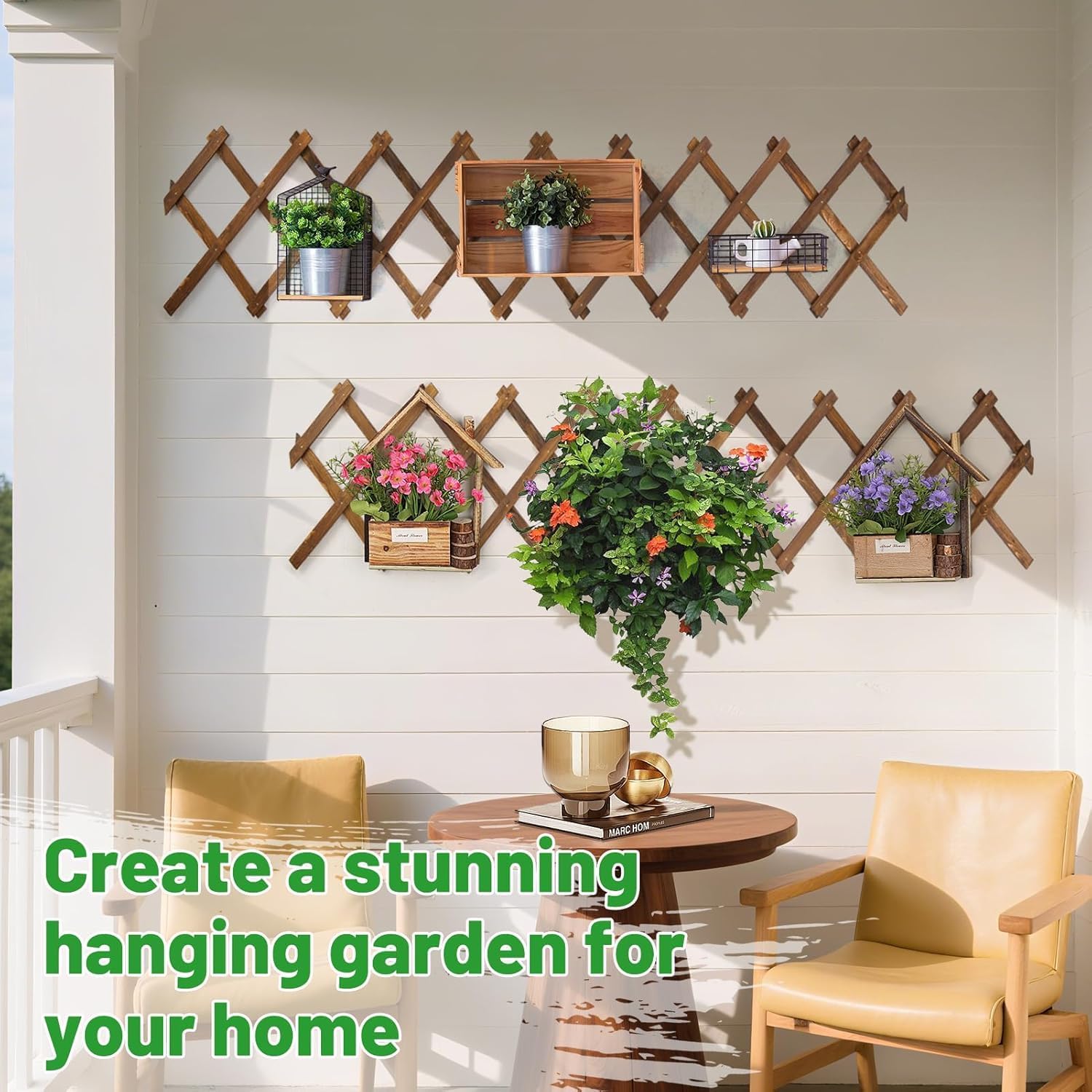 2Pcs 13x78 Expandable Wood Wall Trellis for Climbing Plants Outdoor/Indoor