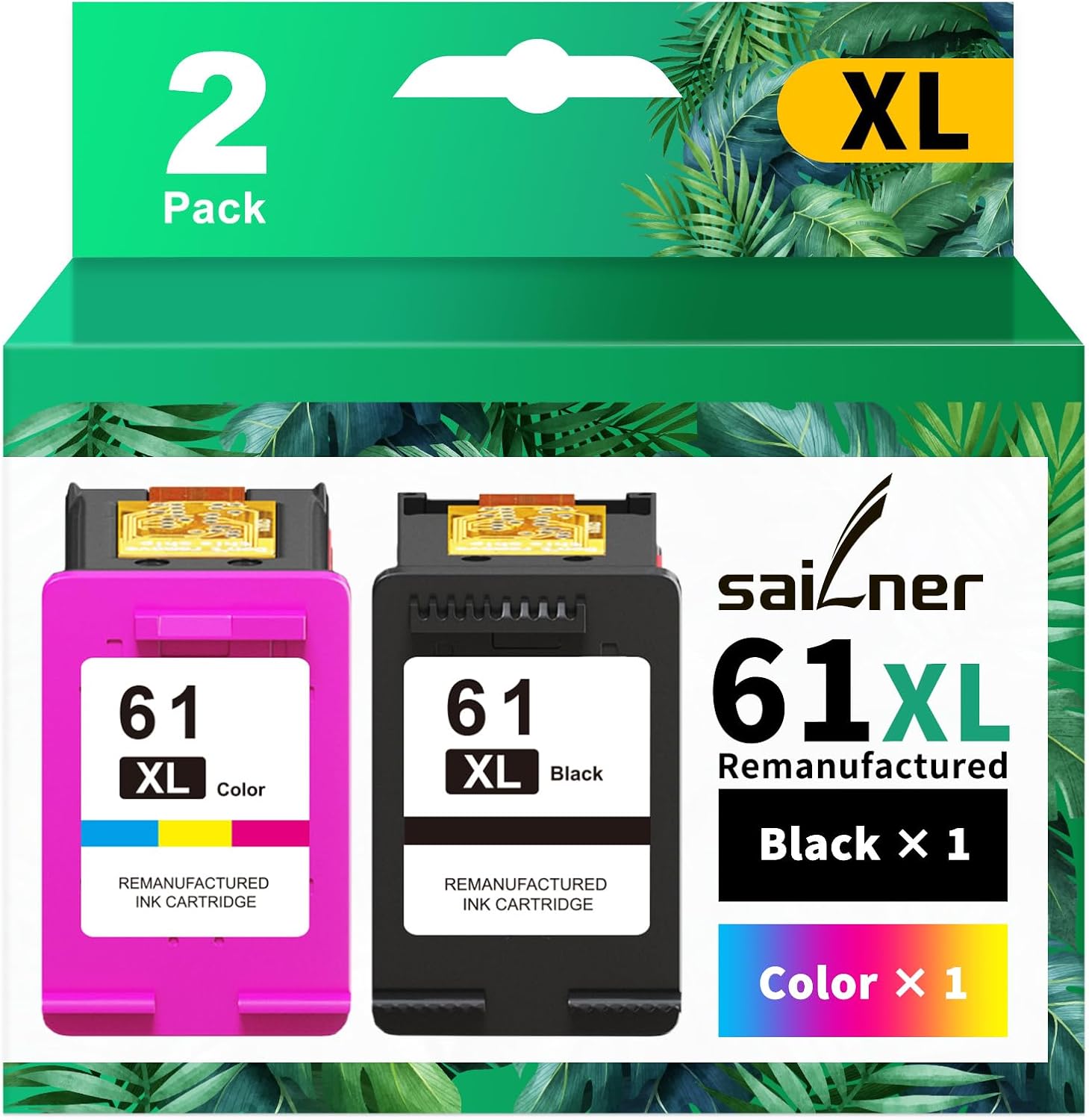 61XL Ink Cartridge Black and Color Combo Pack Replacement for HP Ink 61 2PK