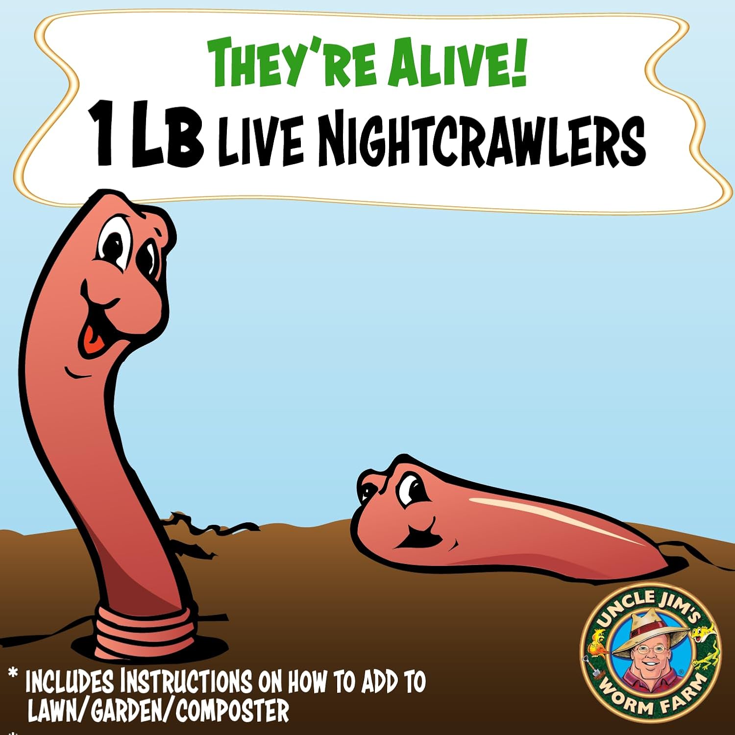 Uncle Jim's Worm Farm European Nightcrawlers Composting and Fishing Worms 1 Lb Pack