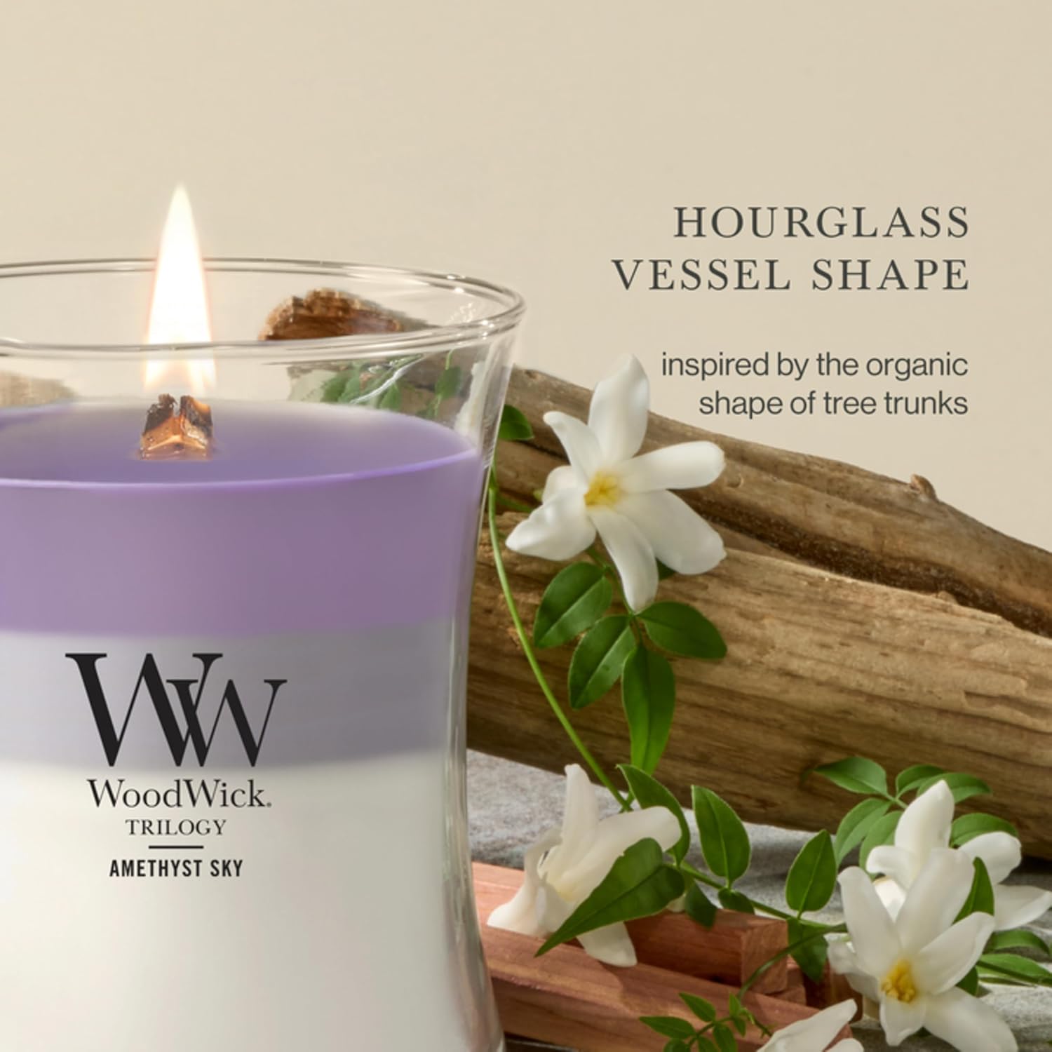 WoodWick Café Sweets Trilogy Holiday Candle Gifts for Women and Men, 9.7 oz Medium Hourglass Trilogy Candle with Crackling Wick