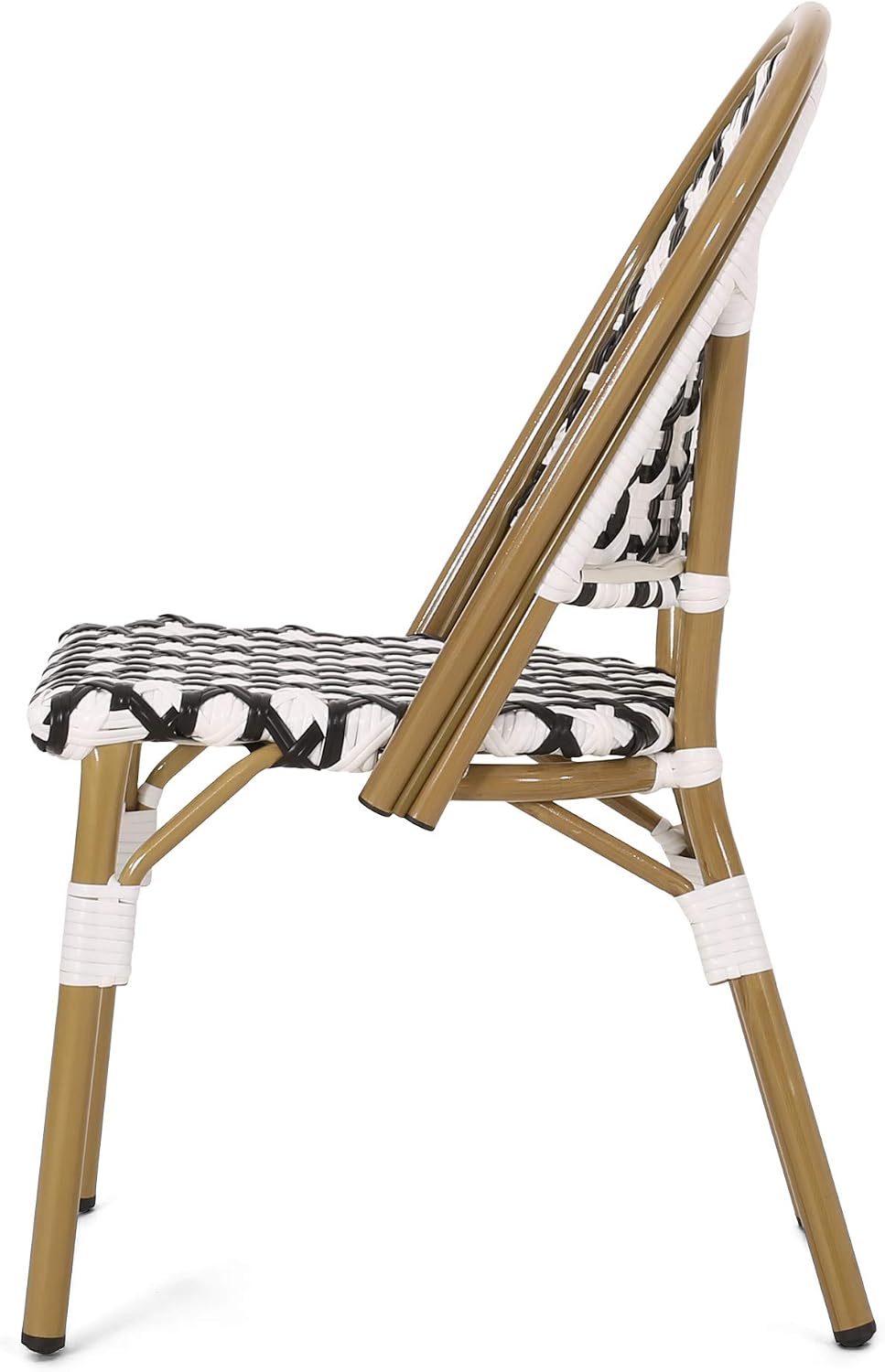 Christopher Knight Home Anastasia Outdoor French Bistro Chair (Set of 2), Black + White + Bamboo Print Finish