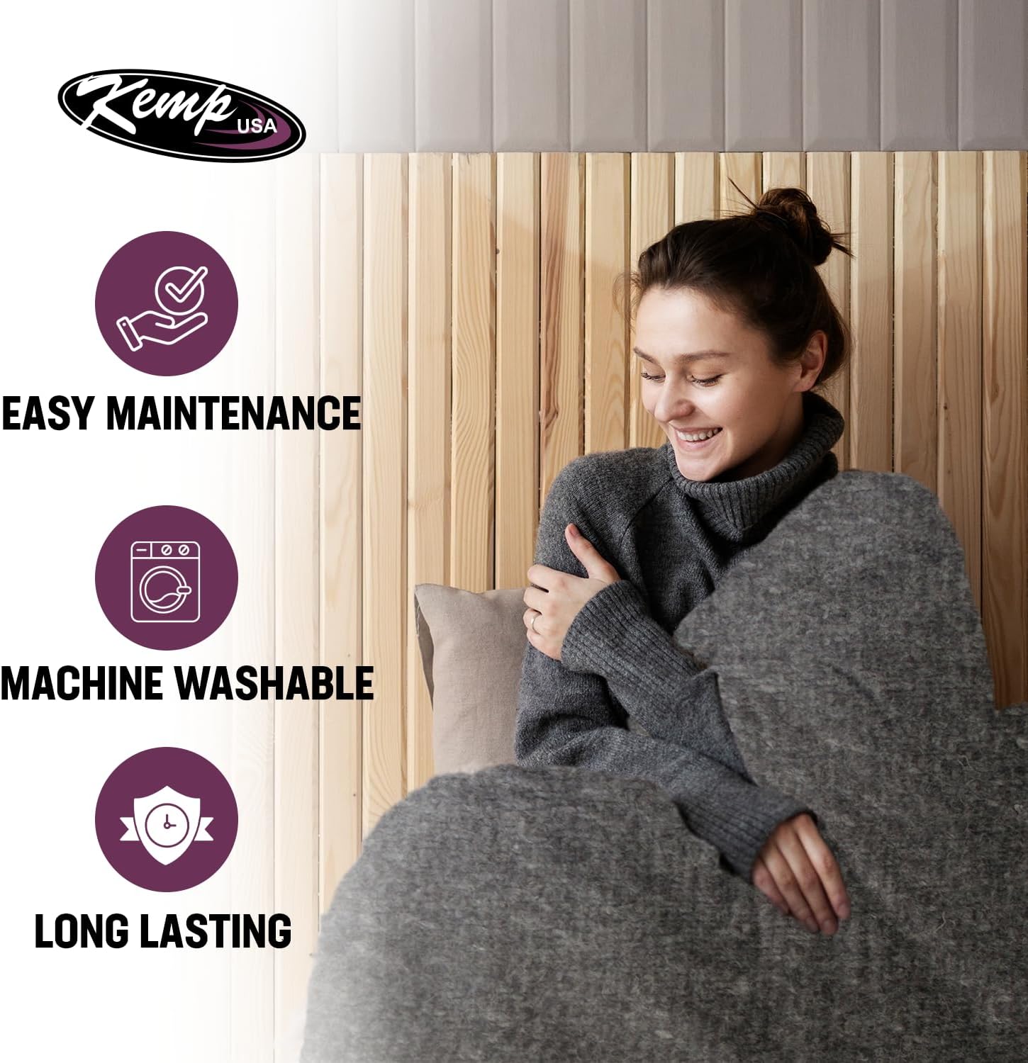 Kemp USA Wool Blanket 60 x 84 Inch Fire Retardant Military Survival Camping
