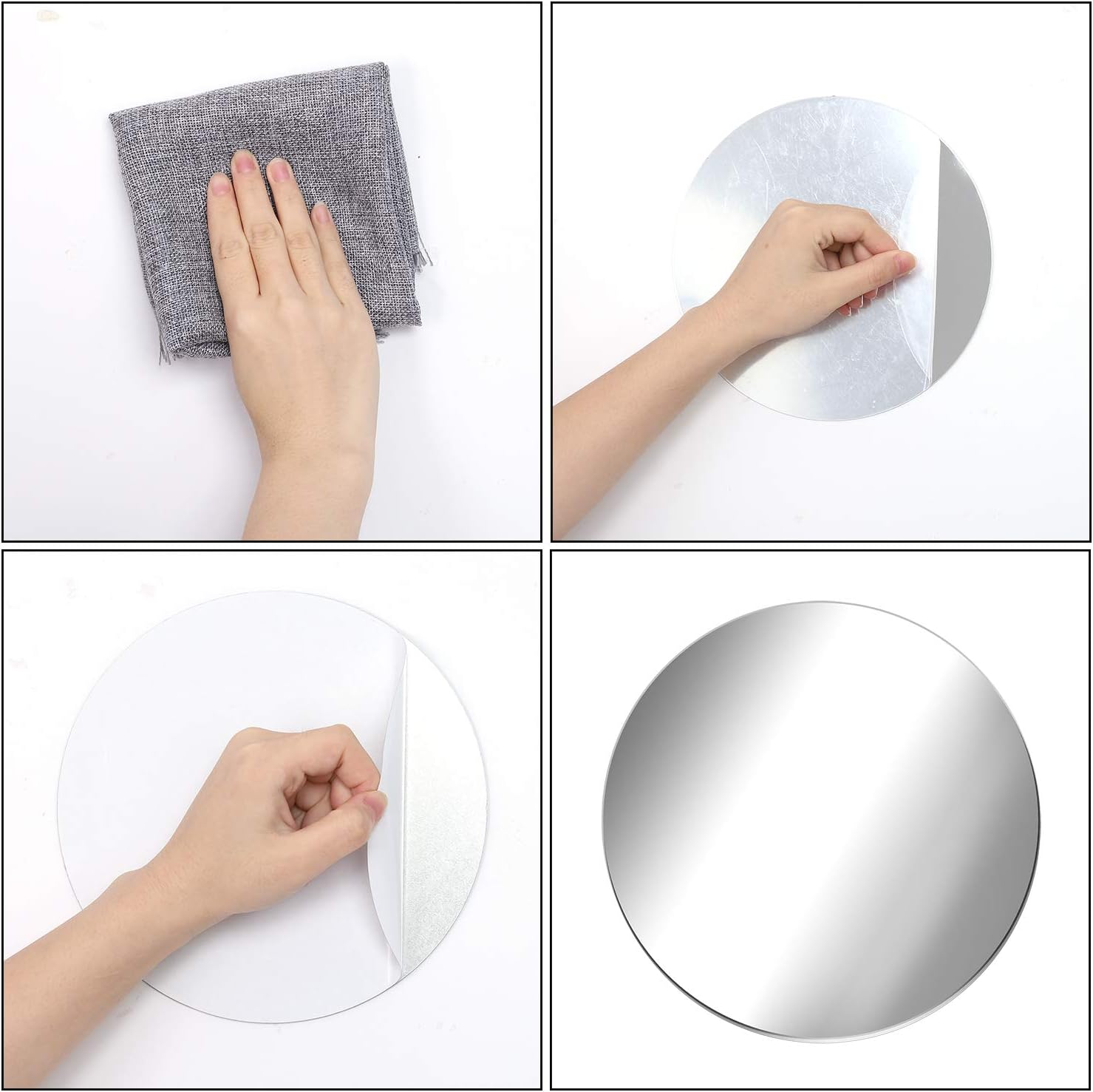Aneco Acrylic Round Mirrors Non Glass Round Mirror Plate Self Adhesive Mirror Stickers for Home Wall Decor or Wedding Table Centerpiece