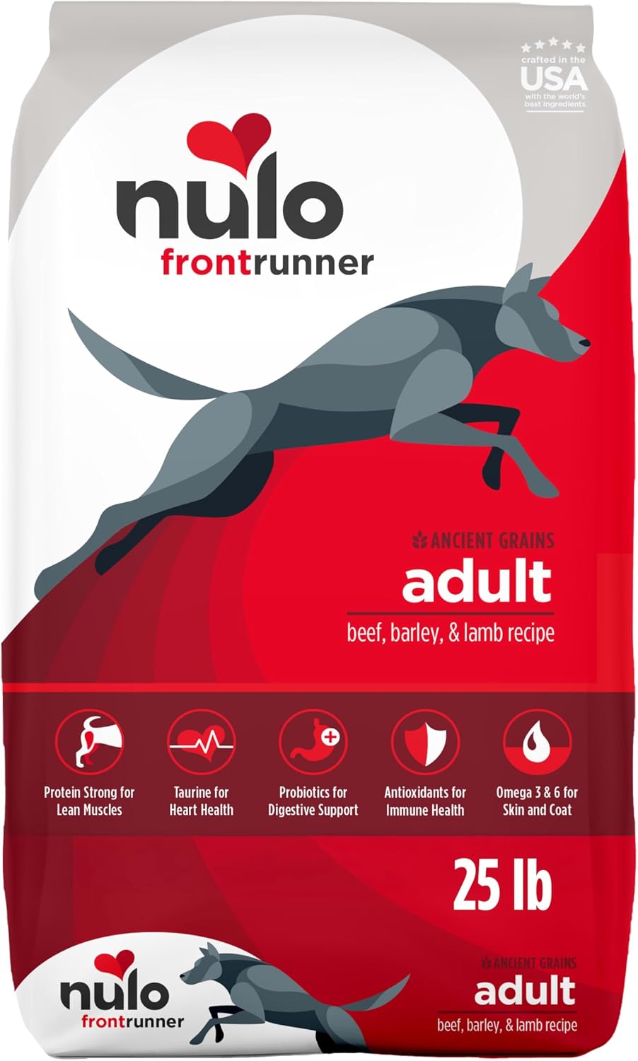 Nulo Frontrunner Dry Dog Food - Adult High-Protein Beef, Barley & Lamb Recipe, Natural Kibble with Ancient Grains, Probiotics, Taurine