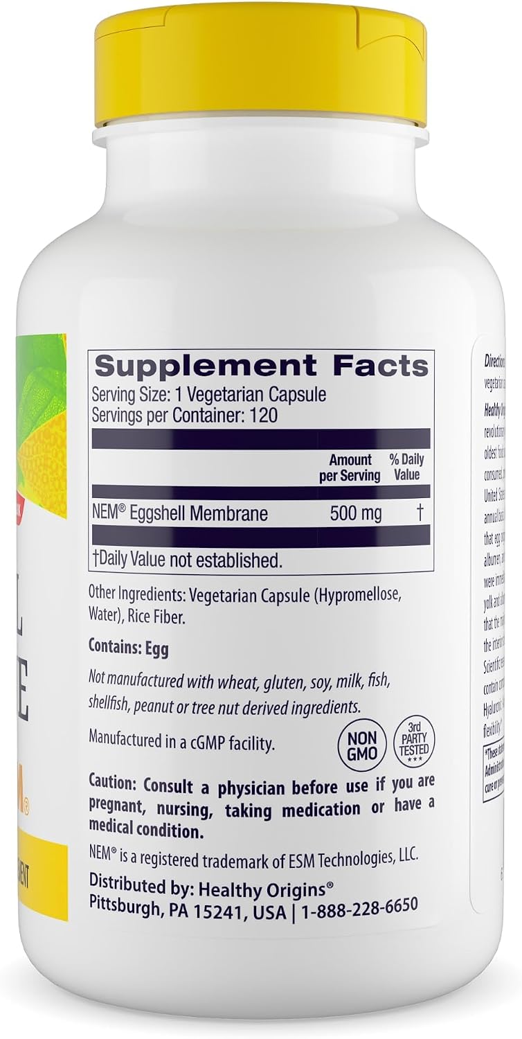 Healthy Origins NEM Eggshell Membrane 500 mg, 30 Veggie Caps