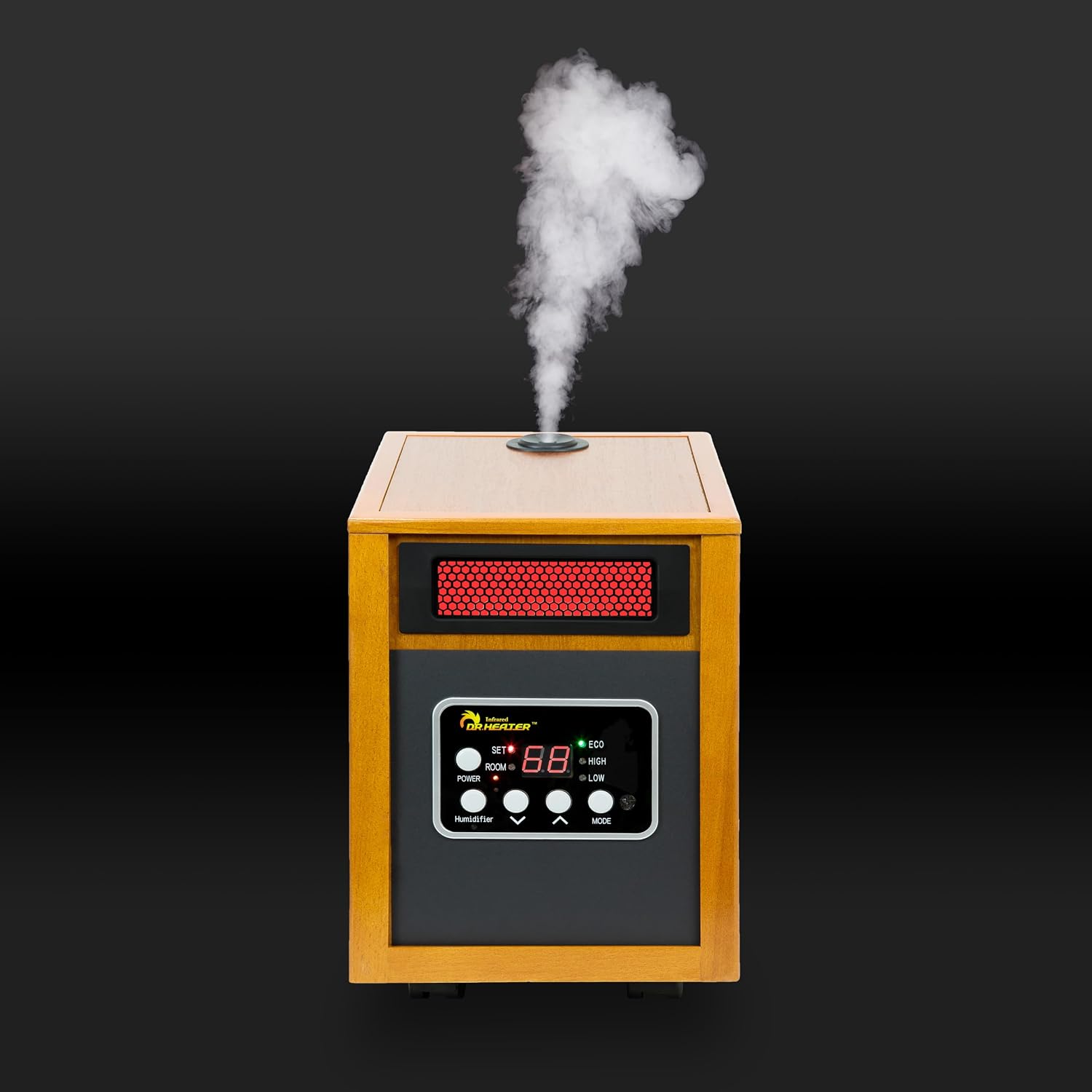 Dr. Infrared Heater DR-968H Indoor Portable Space Heater with Humidifier, 1500-Watt, Cherry