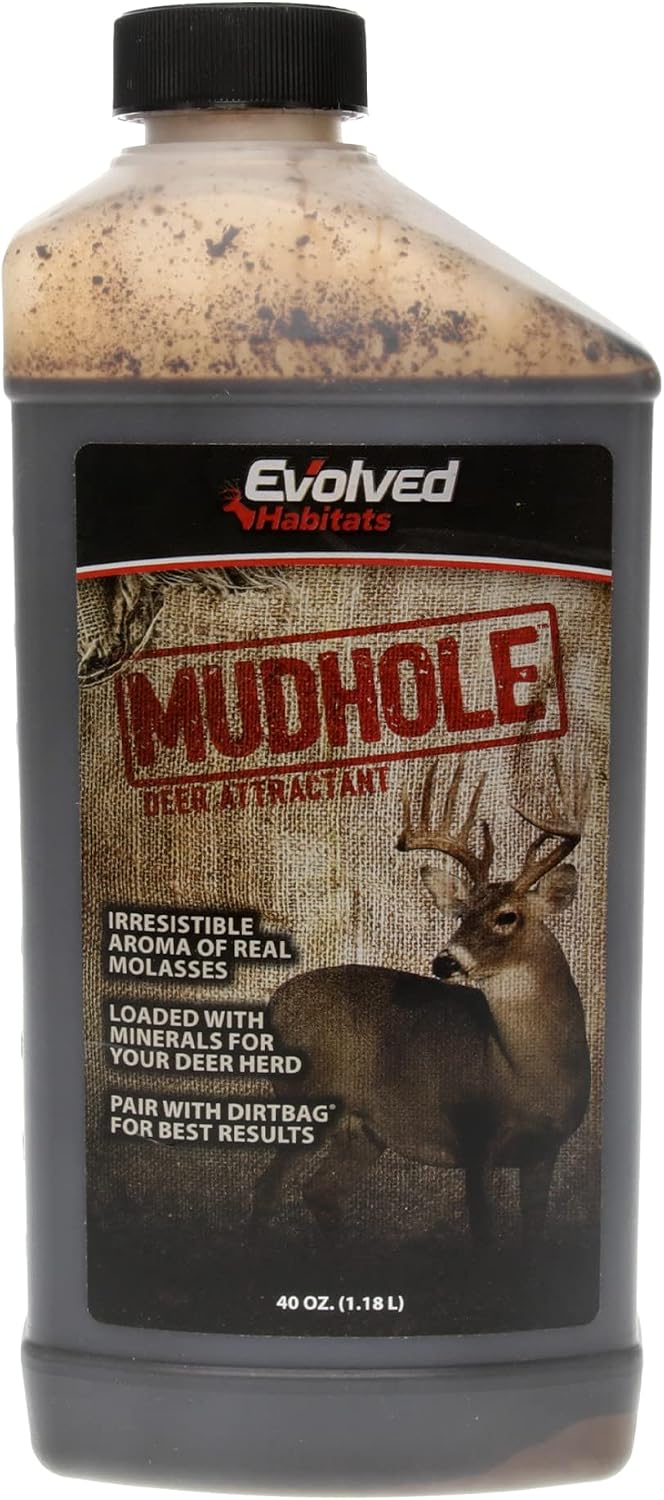 Evolved Habitats Mudhole Molasses Enriched Liquid Deer Mineral Attractant - Powerful Ready-to-Use Year-Round Beneficial Food Supplement for Deer