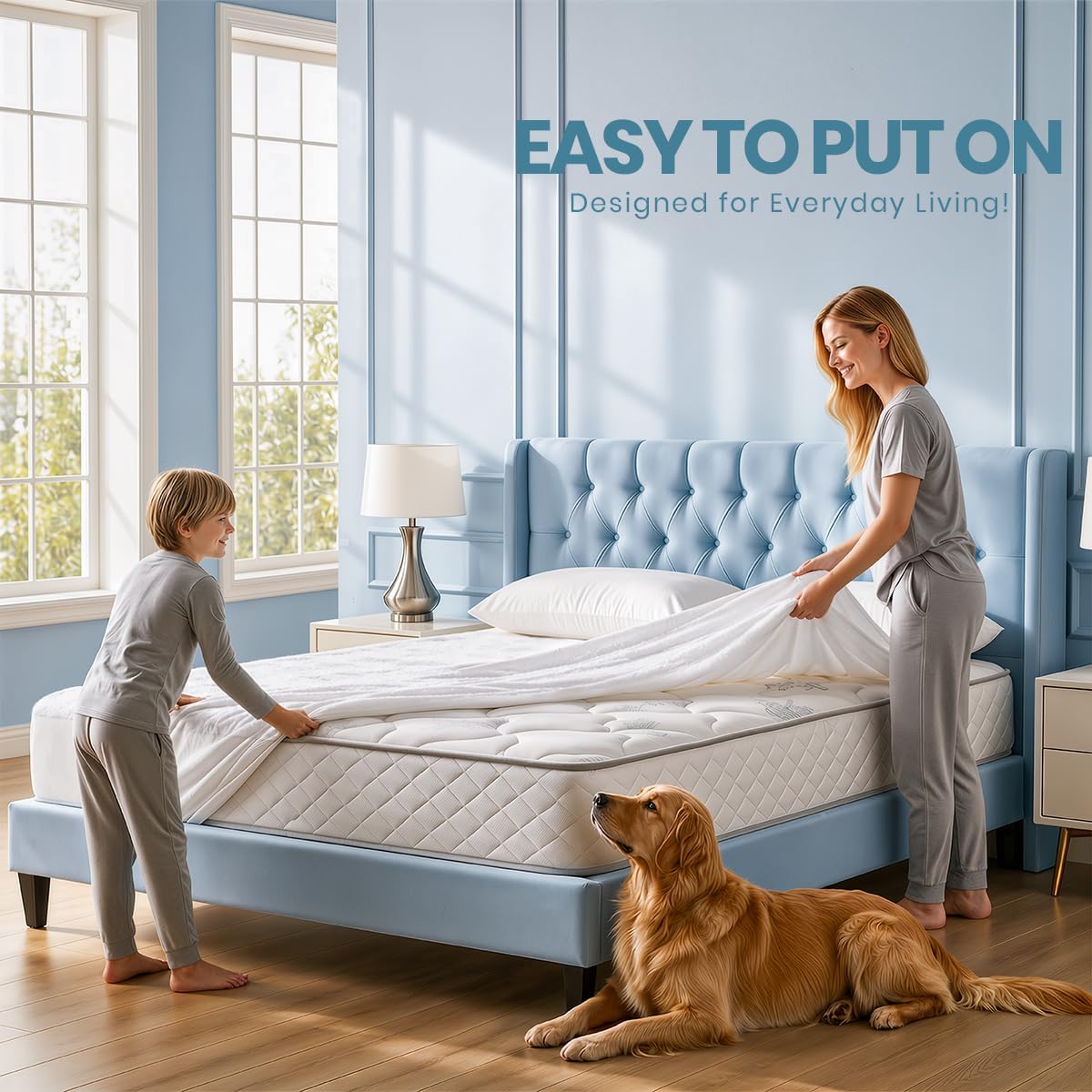 Waterproof Queen Size Mattress Protector fits Upto 17" deep Mattresses | Utopia Bedding 200 GSM Soft & Breathable Mattress Cover, Dirt-Proof, Noiseless, Machine Washable Fitted Sheet Style, White