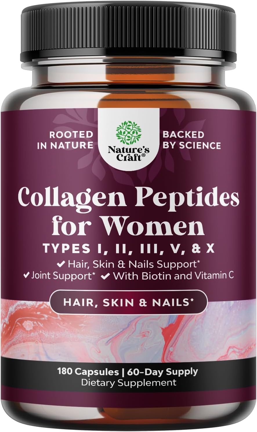 Advanced Multi Collagen Complex - Ageless Multi Collagen Peptides Supplements with Type 1 2 3 5 & X & Biotin for Hair