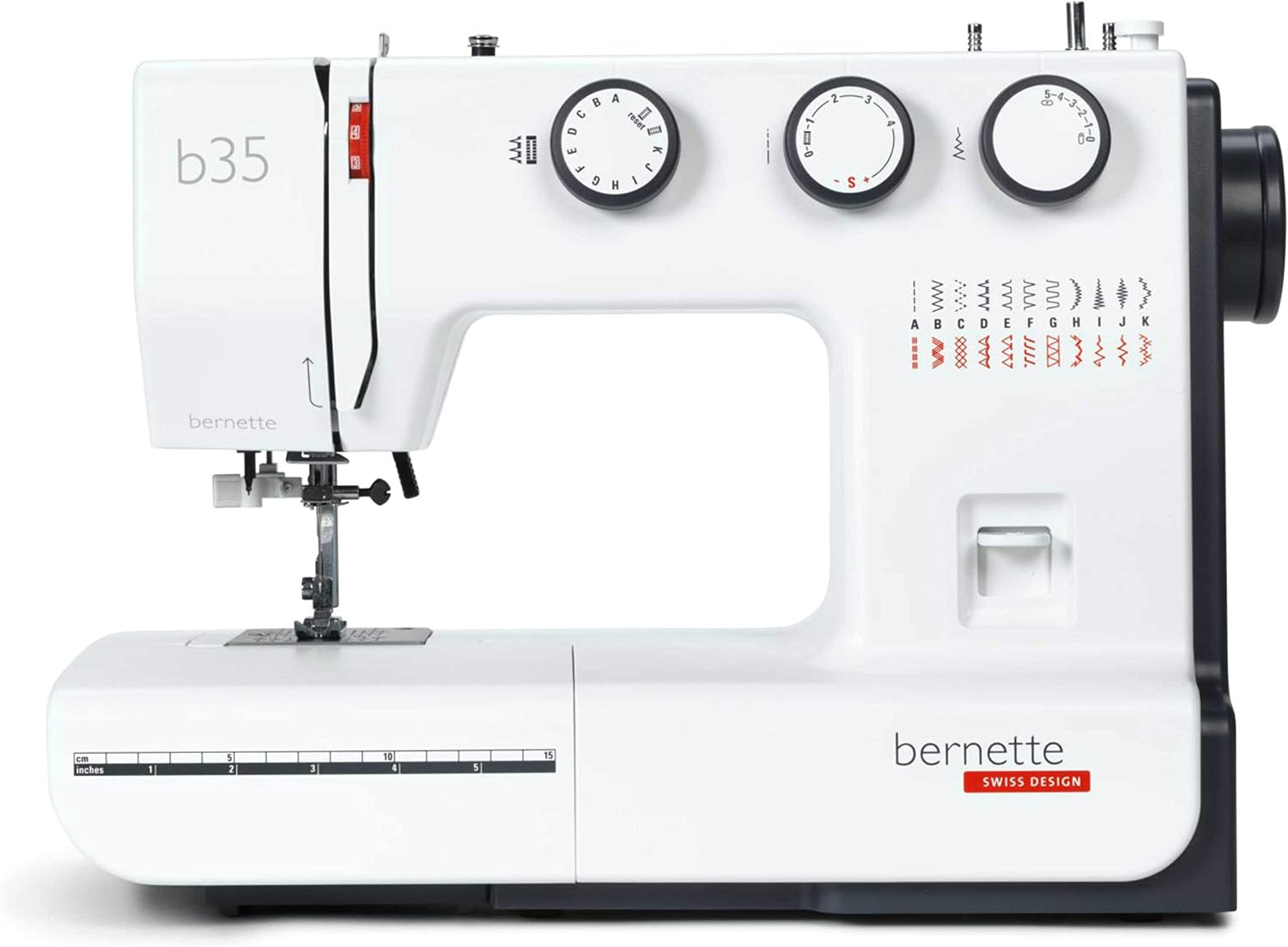 Bernette B35 Sewing Machine Swiss Design with 23 Stitches, 7 Presser Feet, Automatic Buttonhole, Quilting, Heavy-Duty Build, LED Light, Portable