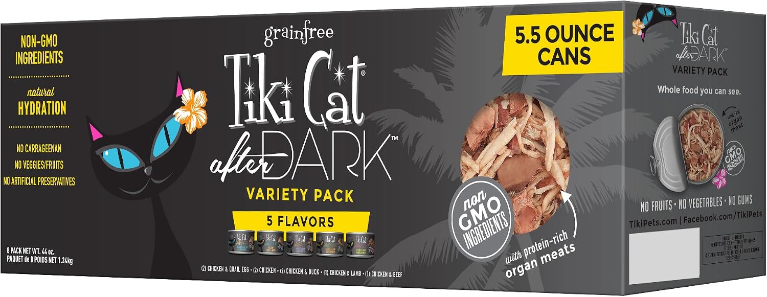 Tiki Cat After Dark Wet Cat Food, Variety Pack, 5.5 oz. Cans (8 Count)