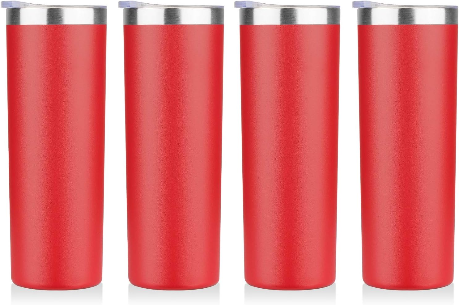 HASLE OUTFITTERS 20 oz Skinny Tumblers Bulk Set, Stainless Steel Insulated Slim Tumblers with Lids, Reusable Double Wall Travel Coffee Mugs