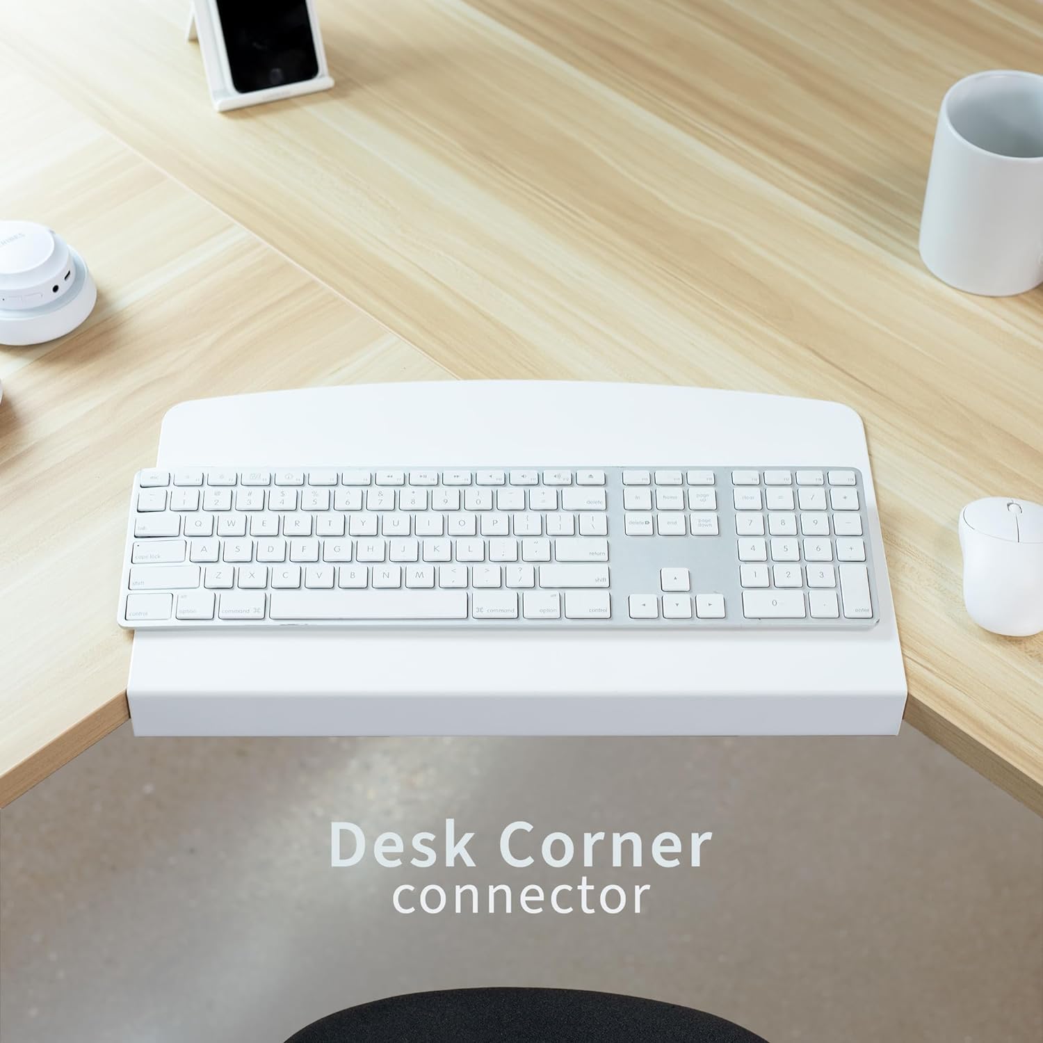 VIVO 17 inch Corner Desk Connector Platform for Mounting Under-Desk Keyboard Trays on L-Shaped Workstations, Black, DESK-AC07S
