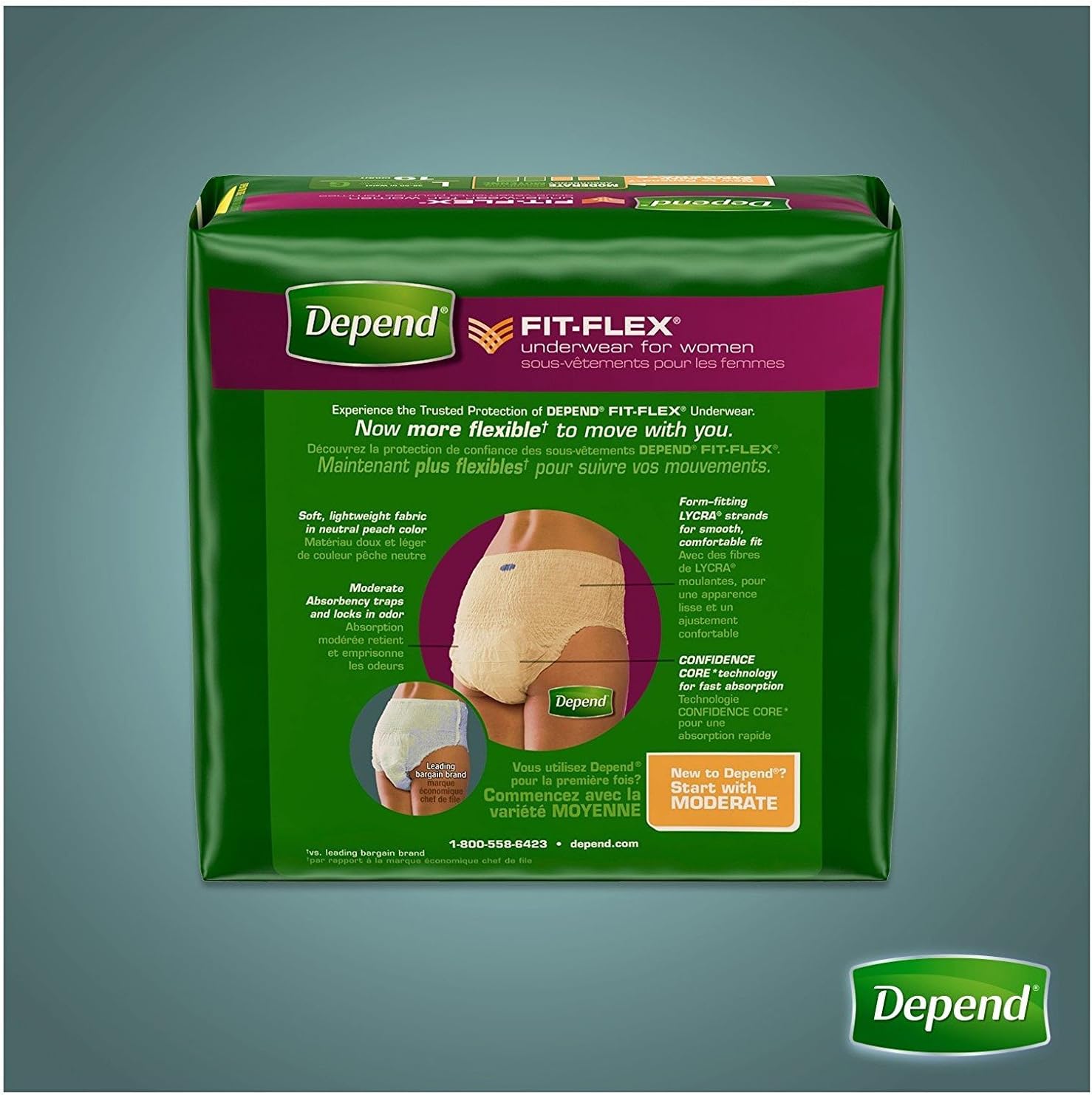 Depend FIT-FLEX Incontinence Underwear for Women, Disposable, Maximum Absorbency, Large, Blush, 52 Count (2 Packs of 26) (Packaging May Vary)