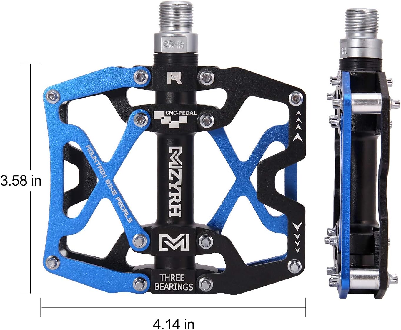 MZYRH Mountain Bike Pedals, Ultra Strong Colorful CNC Machined 9/16" Cycling Sealed 3 Bearing Pedals