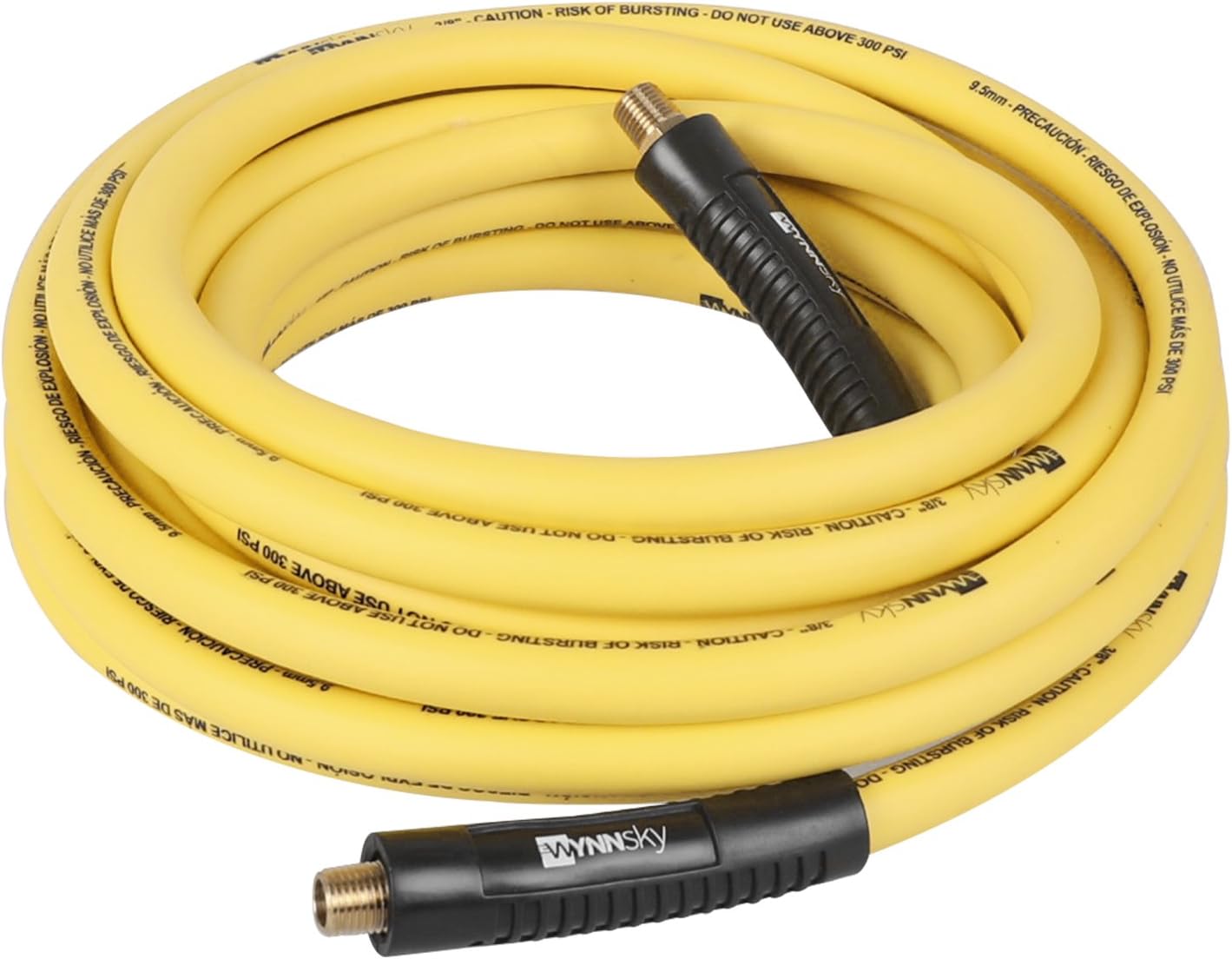 3/8" Hybrid Air Hose 50ft 1/4" MNPT Air Compressor Hose Heavy Duty Lightweight Hybrid and Bend Restrictor Fittings