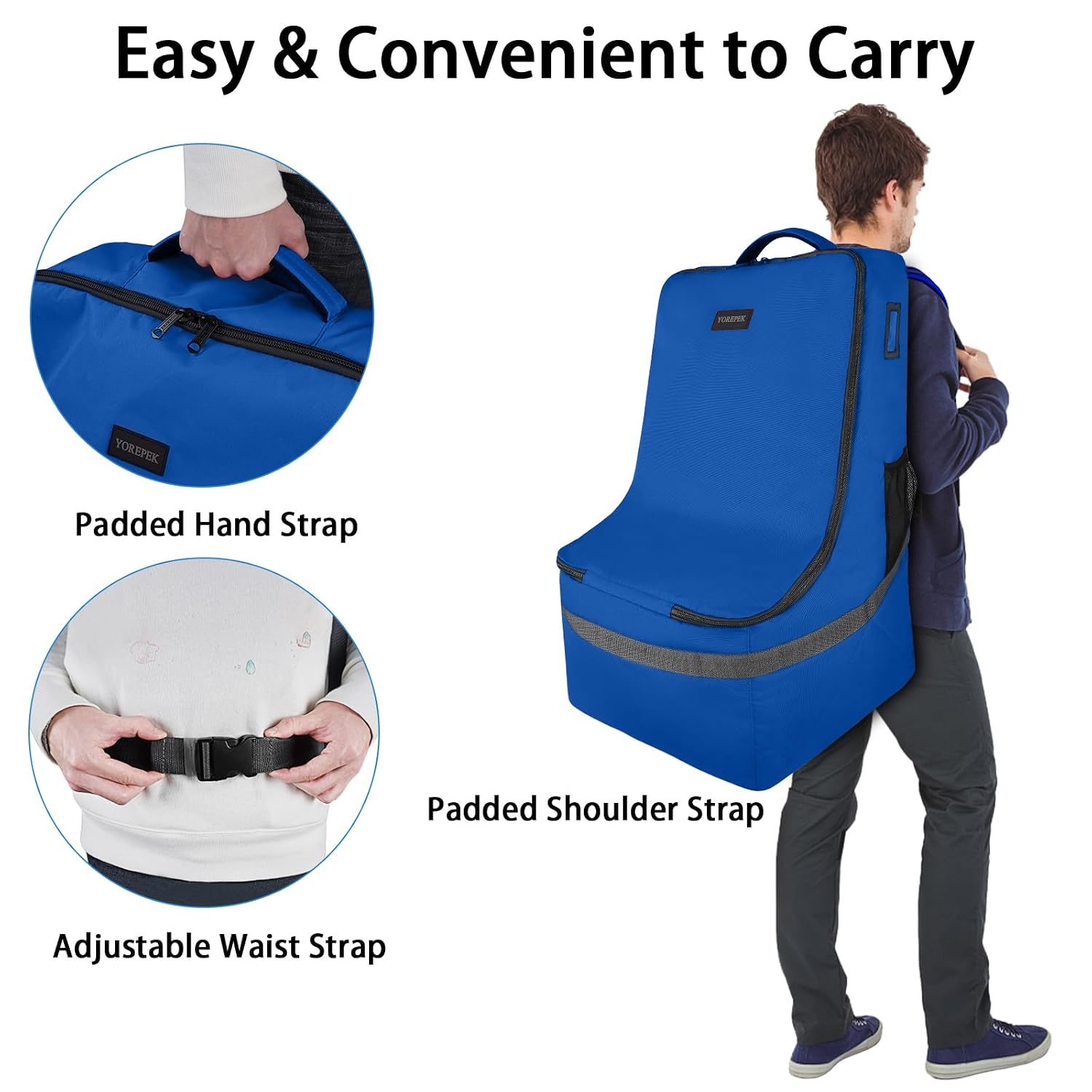 YOREPEK Padded Car Seat Travel Bag Backpack, Toddler Travel Essentials