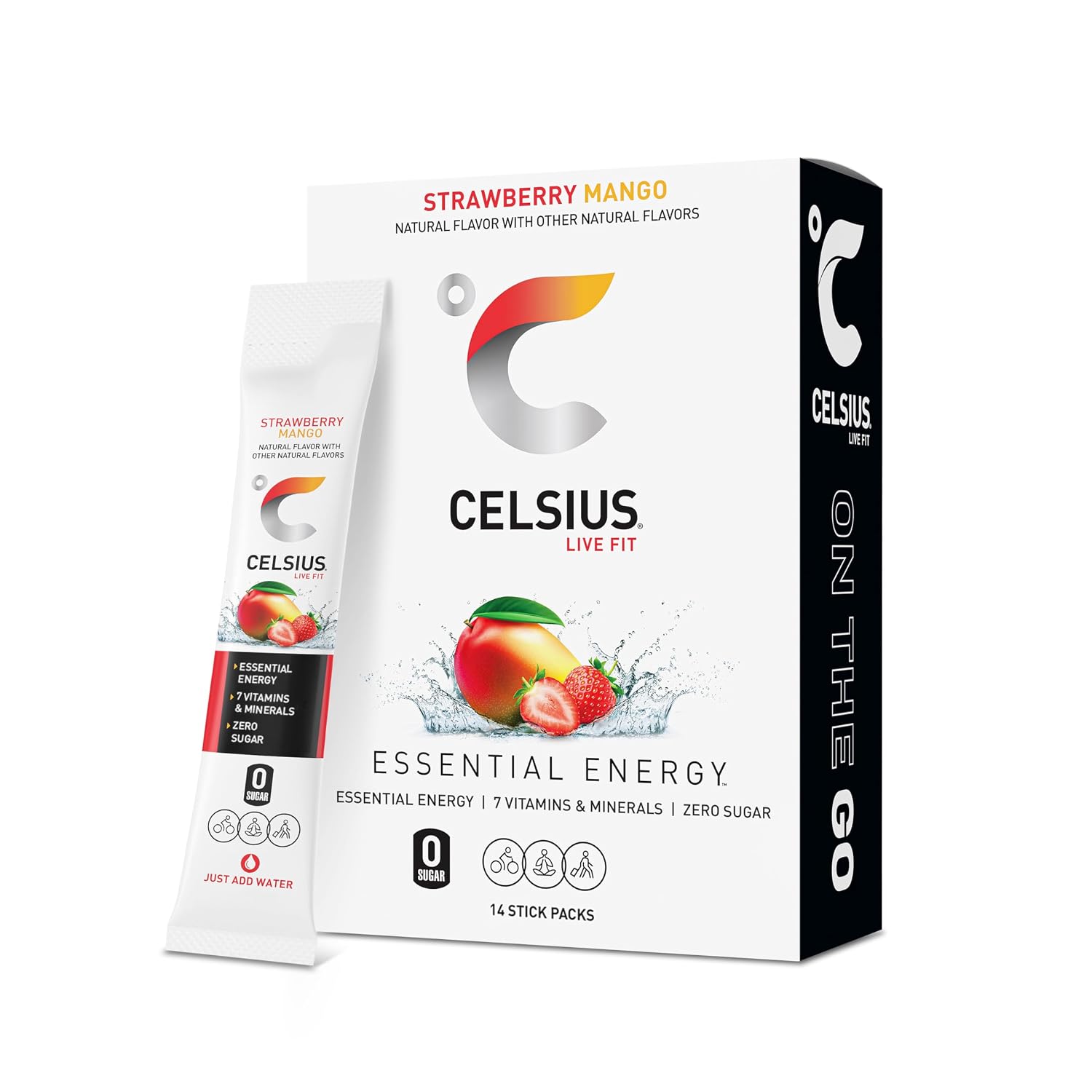 CELSIUS On-The-Go Powder Stick Packs, Zero Sugar (14 Sticks per Pack)