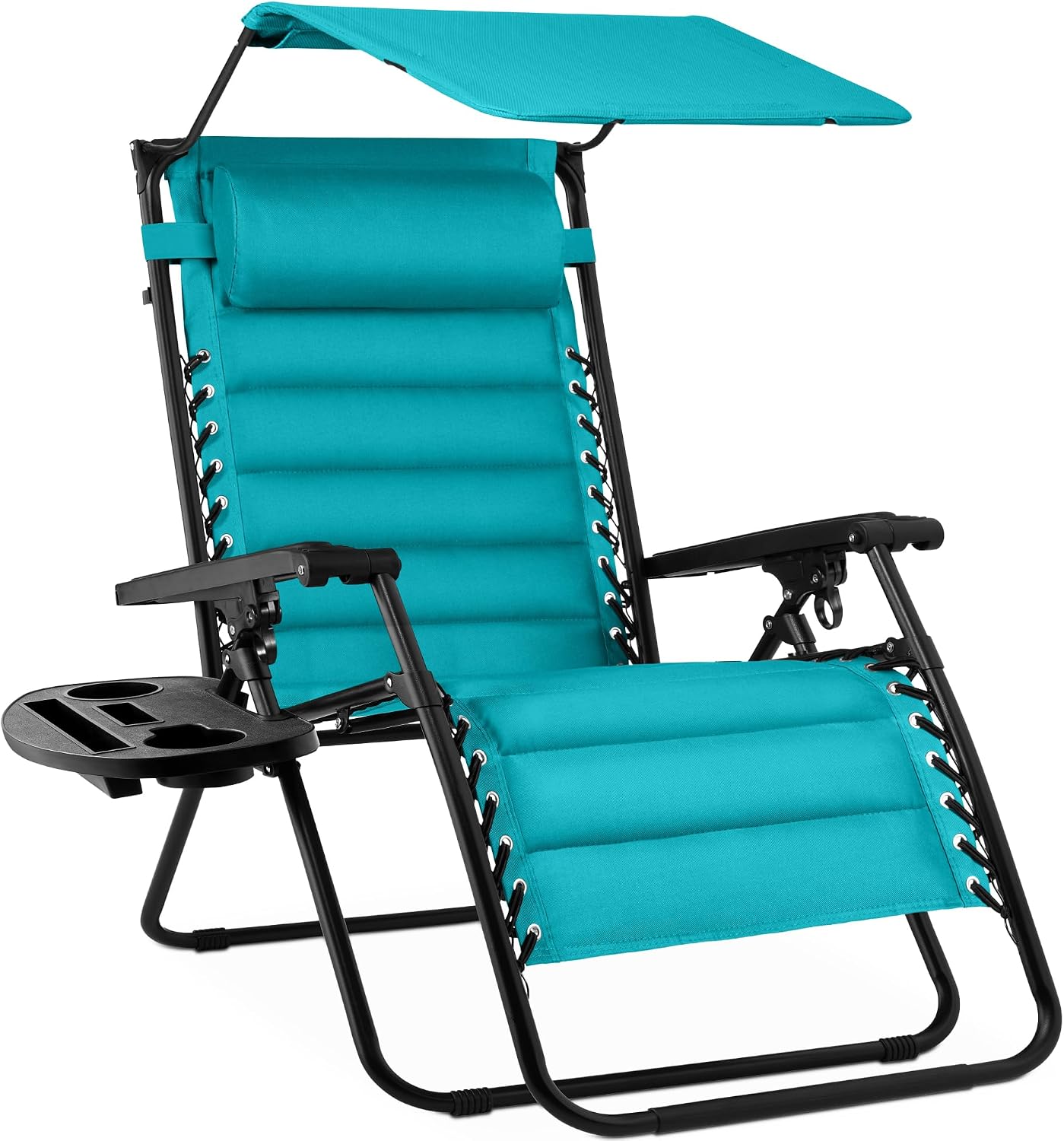 Best Choice Products Oversized Padded Zero Gravity Chair, Folding Outdoor Patio Recliner, XL Anti Gravity Lounger for Backyard w/Headrest, Cup Holder