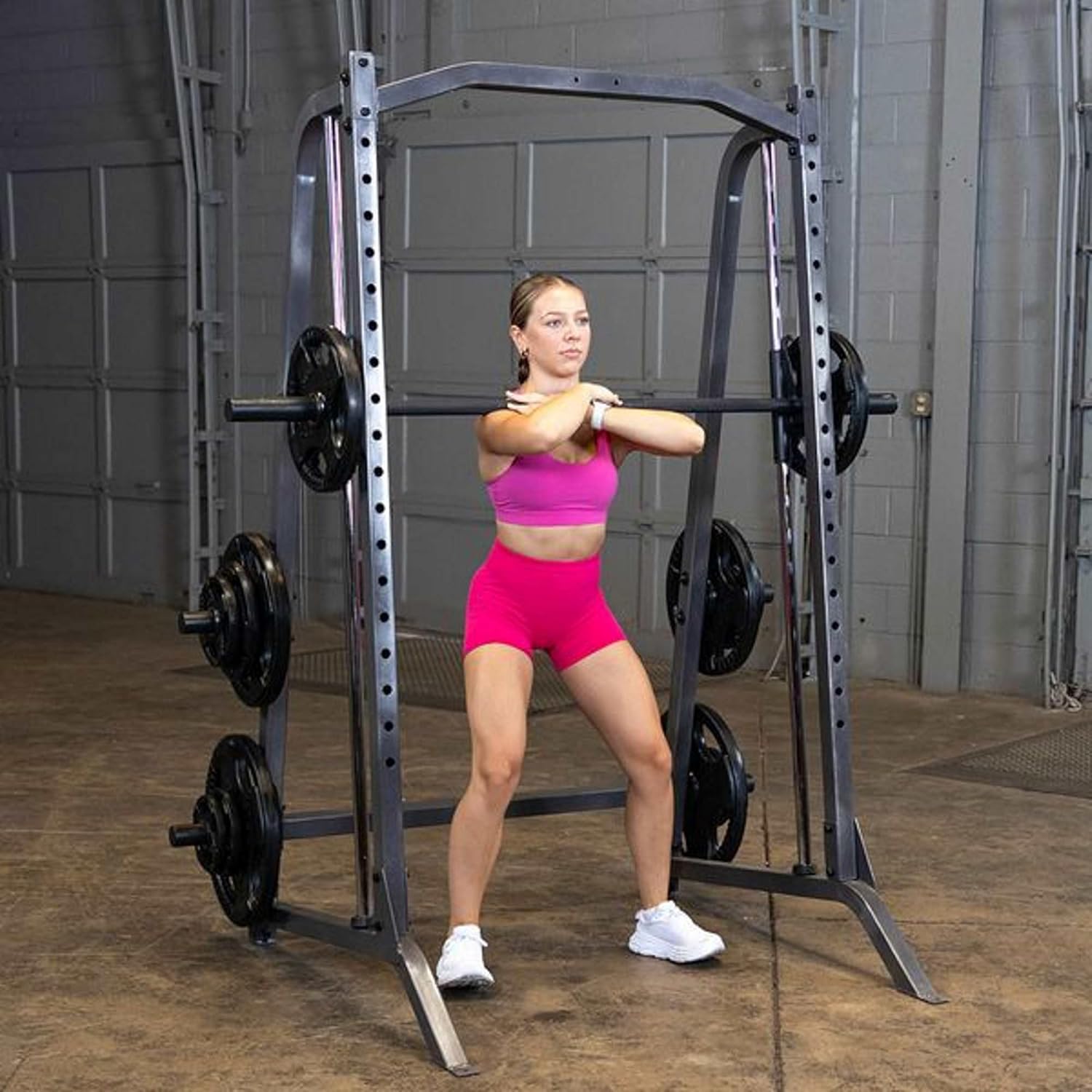 Body Solid Smith Machine Package - Strength Training Weight Cage Squat Rack System Ideal for Home and Commercial Gyms