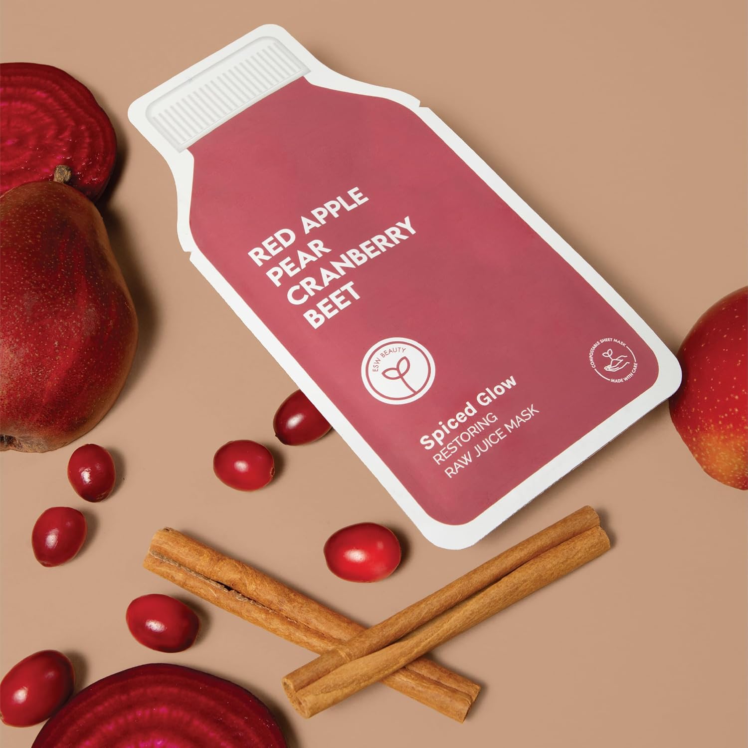 ESW Beauty Strawberries & Cream Soothing Face Mask, Korean Skin Care 1 Pack