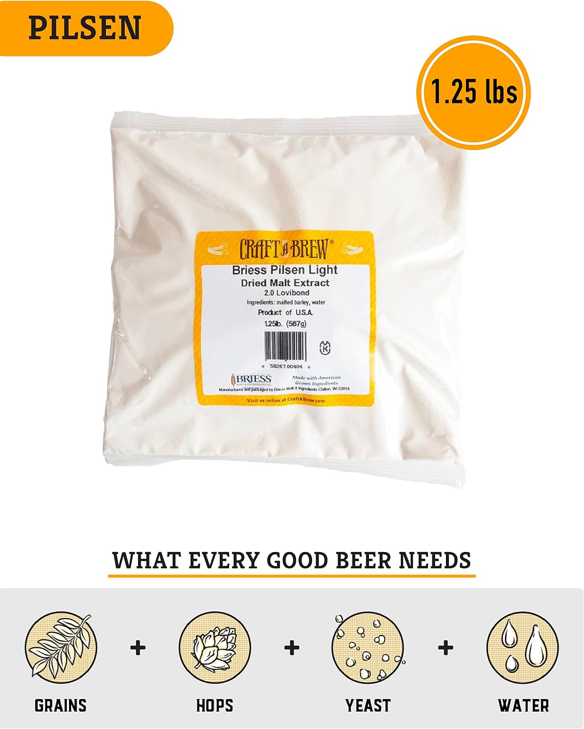 Craft a Brew - Dry Malt Extract for Brew Kit - All Purpose Base Extract - 1 Pound Bavarian Wheat - For Any Beer Style - Effective Fermentation
