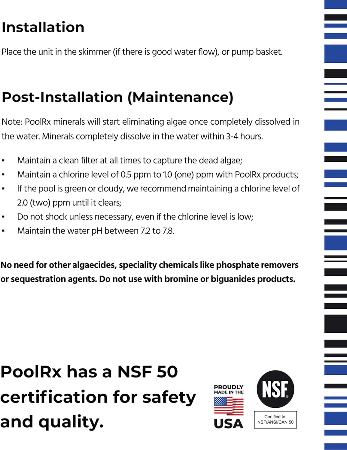 PoolRx Pool Unit #101001 6 Month Algaecide Blue Treats 7.5k-20k gallons, Single