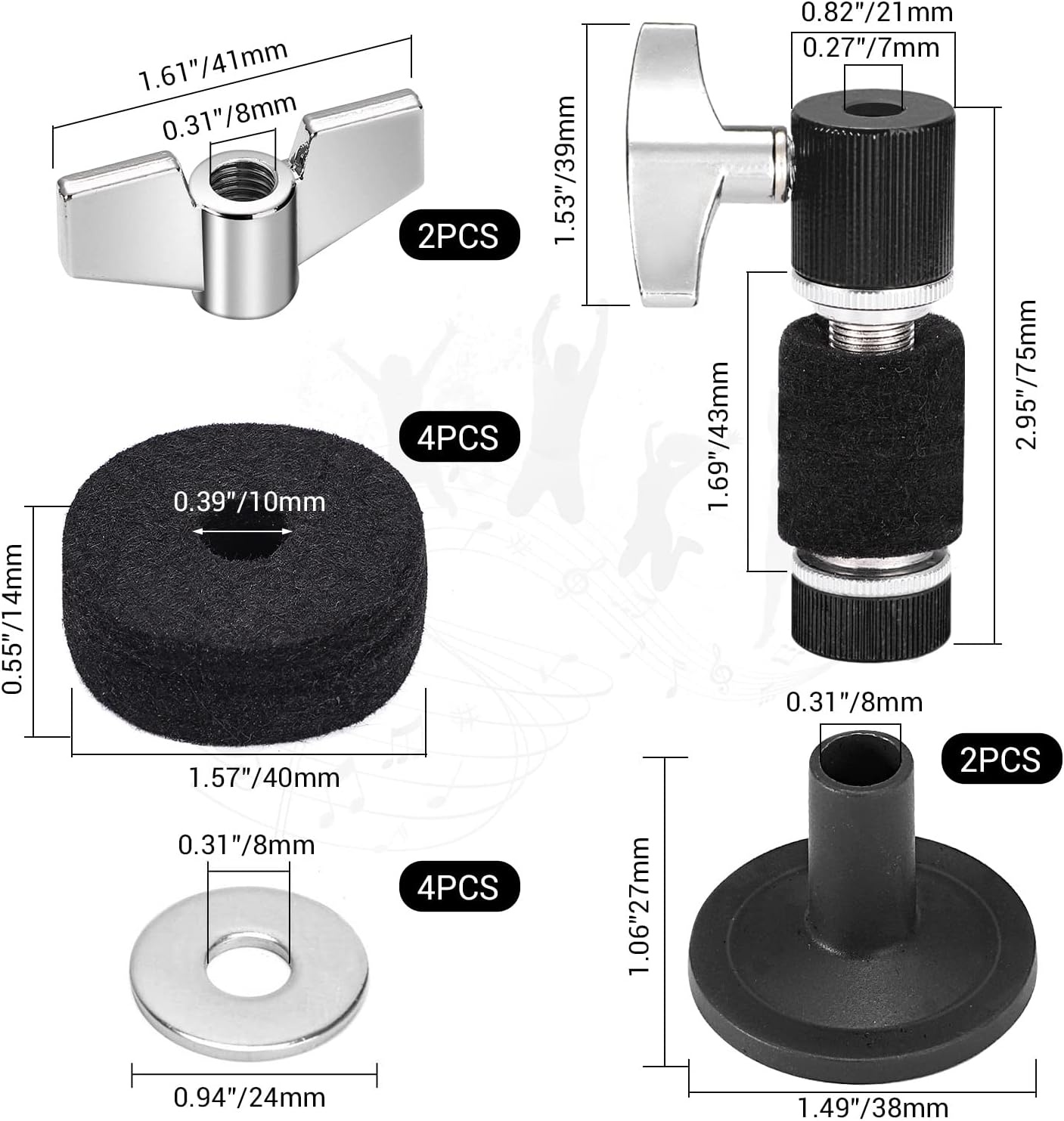 Facmogu 23PCS Cymbal Accessory Set, Drum Cymbal Replacement Accessories