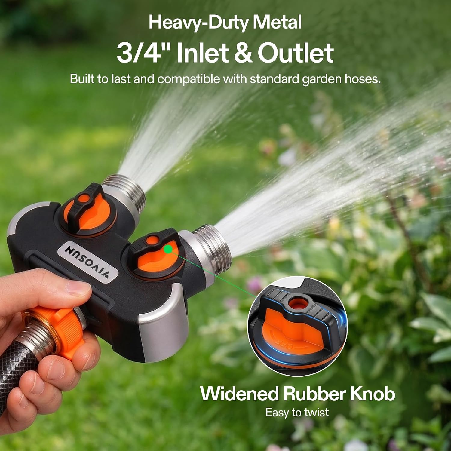 VIVOSUN Garden Hose Splitter 4 Way, Heavy Duty Water Hose Connector 3/4", Water Hose Manifold