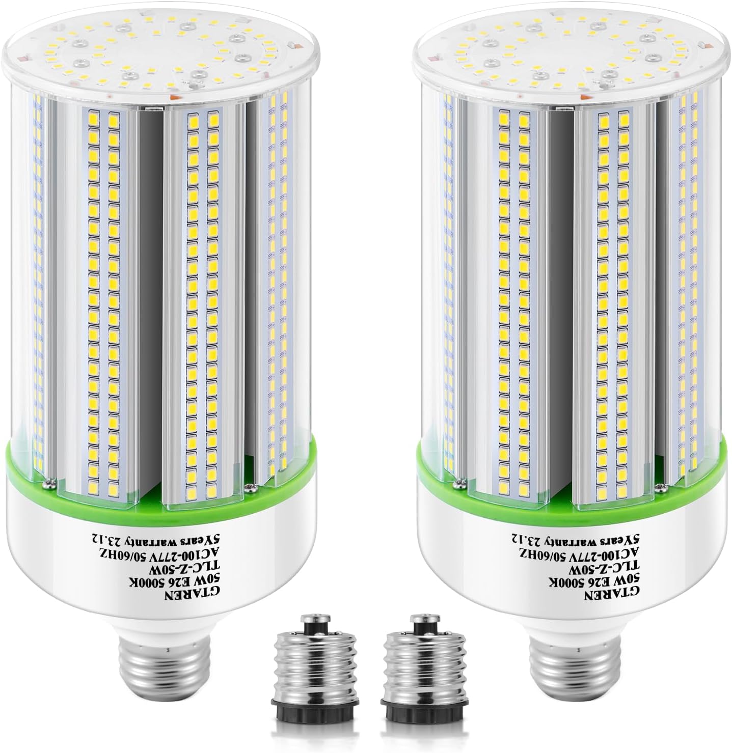 GTAREN 2-Pack 50w Corn LED Light Bulb, E26/E39 led Bulbs, 120-277v 5000k