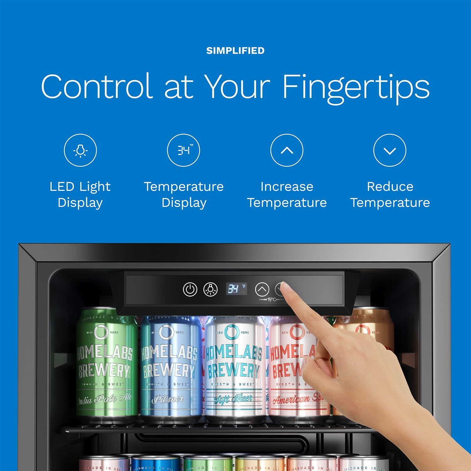 hOmeLabs Beverage Refrigerator and Cooler - Mini Fridge with Glass Door for Soda Beer or Wine - 120 Cans Capacity - Small Drink Dispenser Machine