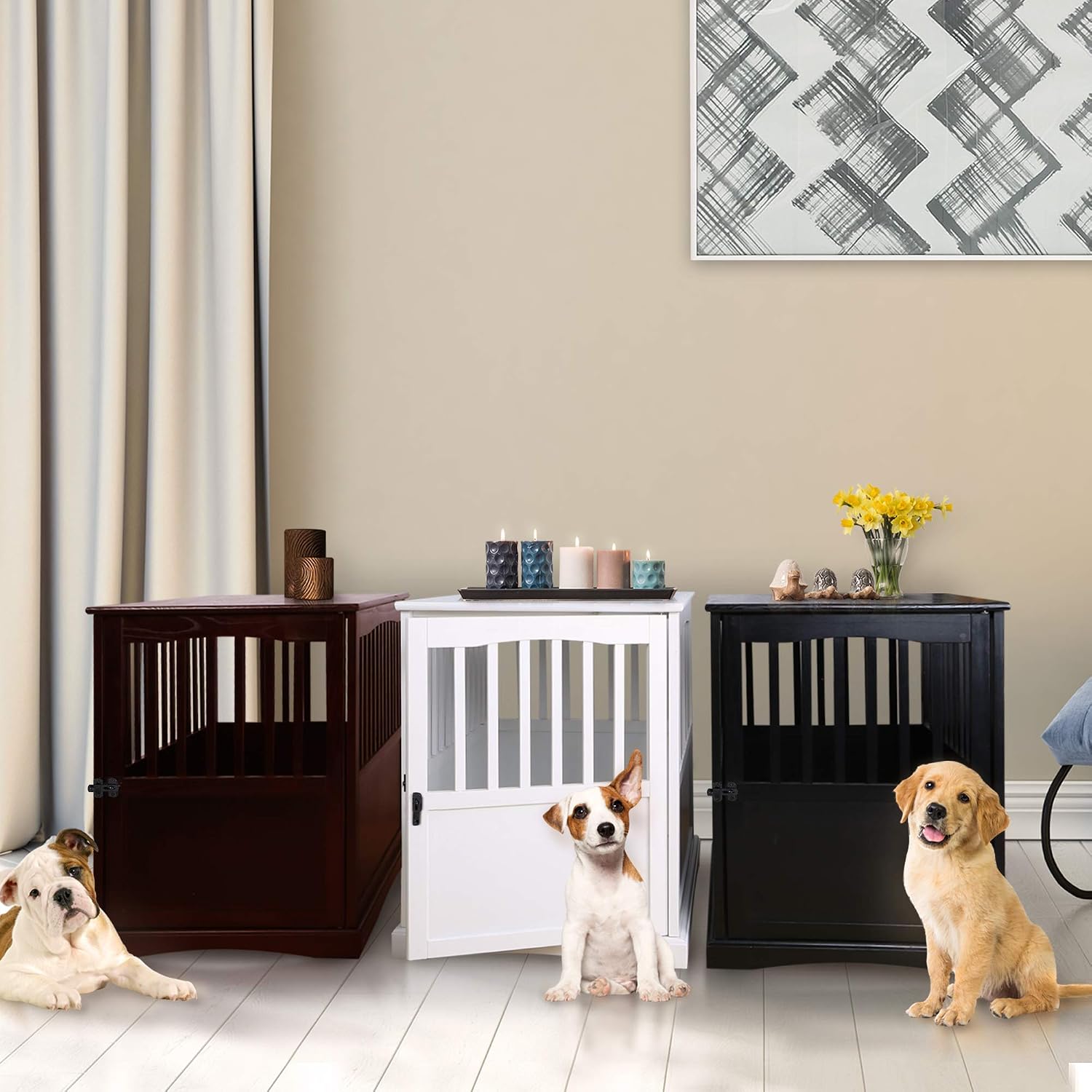 Casual Home Wooden Small Pet Crate, End Table, Espresso,19.5"W x 22.5"D x 22.5"H