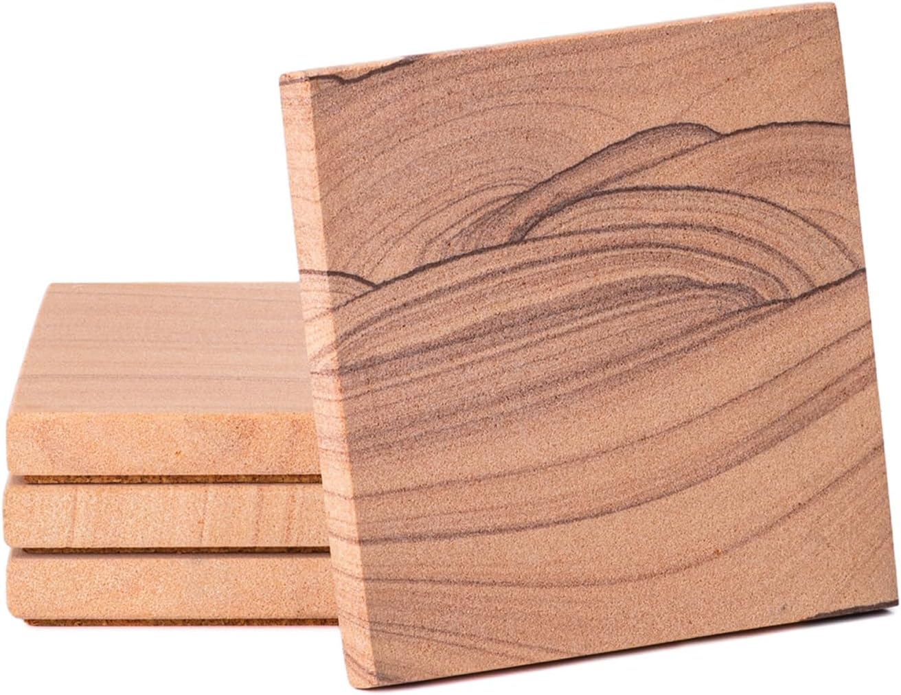 Thirstystone Sandstone Cinnabar Coasters | Protective Cork Backing, Eco-Friendly, Absorbent, Easily Wipes Clean