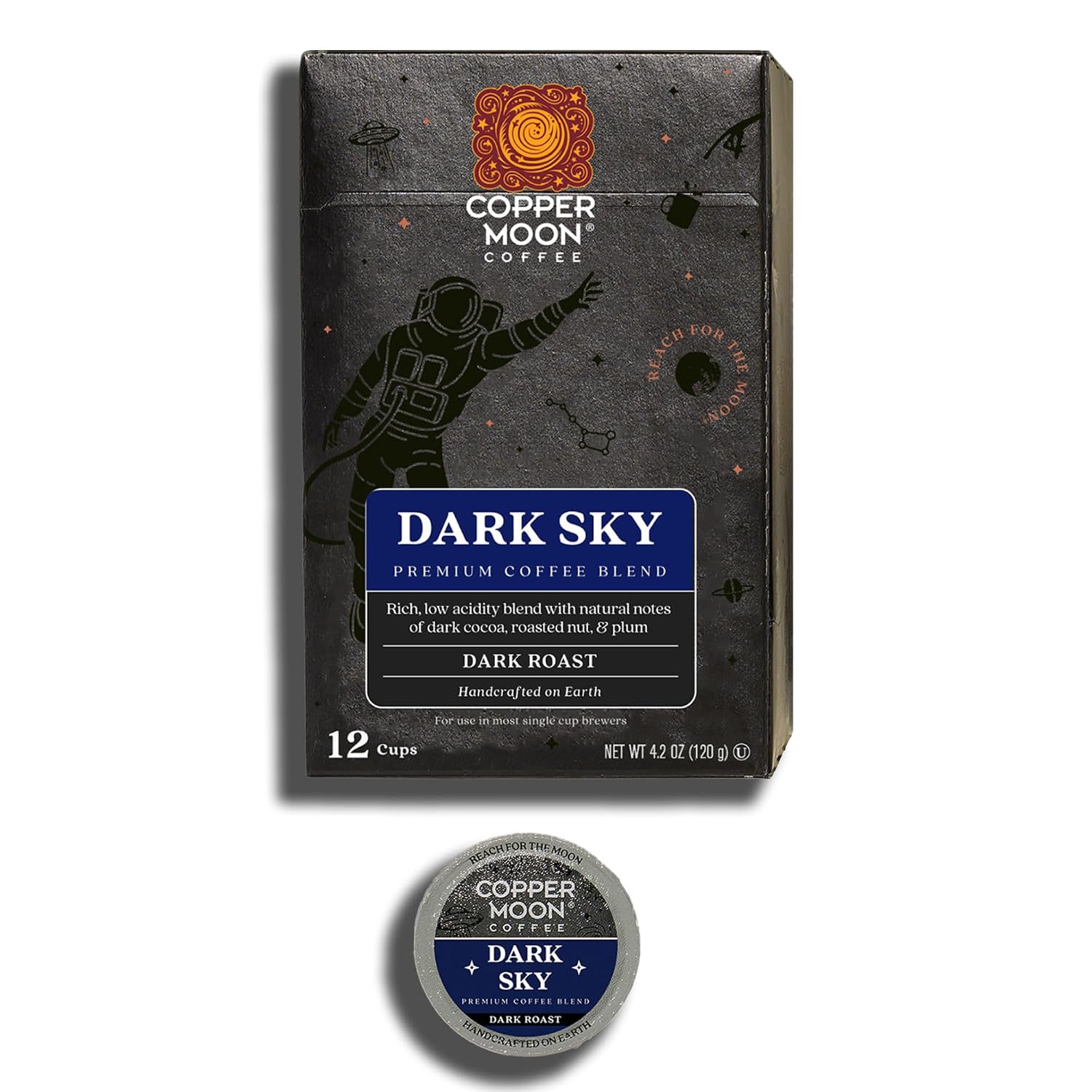 Copper Moon K-Cup Coffee Pods, Medium Roast, Hawaiian Hazelnut, 12 Count | 12 Count, Flavored Coffee, Vegan, Allergen Free, Non-GMO, Kosher, Small Batch Roasted, Compatible with Keurig K Cup Brewers