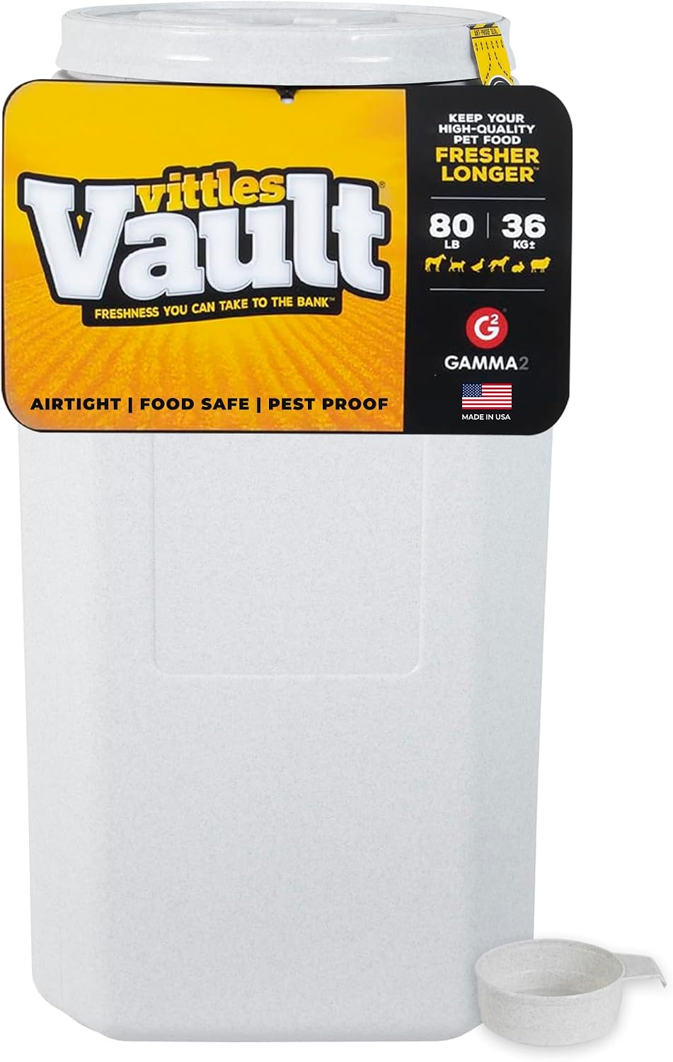 Gamma2 Vittles Vault Pet Food Storage Containers - Sealed Dog and Cat Food Storage Container, Fits up to 25lbs, Made in the USA - [12"L x 13.75"H] | Made in USA, 12 inch long by 13.75 inch tall, airtight lid keeps kibble fresh and pests out, a durable pa…